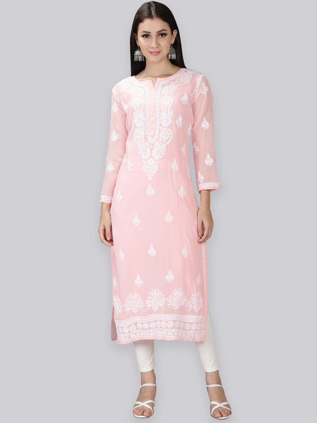 Seva Chikan Chikankari Embroidered Round Notched Neck Straight Kurta With Slip, Pink
Seva Chikan Chikankari Embroidered Round Notched Neck Straight Kurta With Slip, Pink