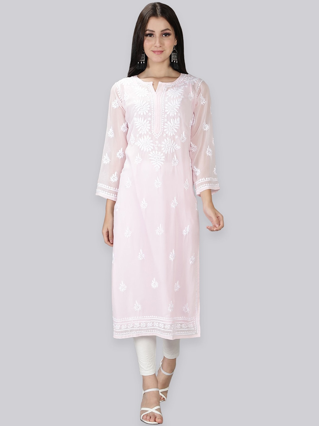 Seva Chikan Floral Embroidered Lucknowi Chikankari Straight Kurta With Inner, Pink
Seva Chikan Floral Embroidered Lucknowi Chikankari Straight Kurta With Inner, Pink