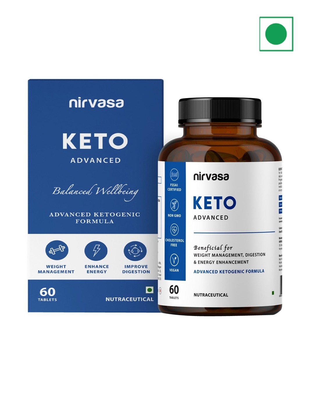Nirvasa Keto Advanced Tablets With Garcinia Cambogia & Green Coffee Extract - 60 Tablets, Blue
Nirvasa Keto Advanced Tablets With Garcinia Cambogia & Green Coffee Extract - 60 Tablets, Blue