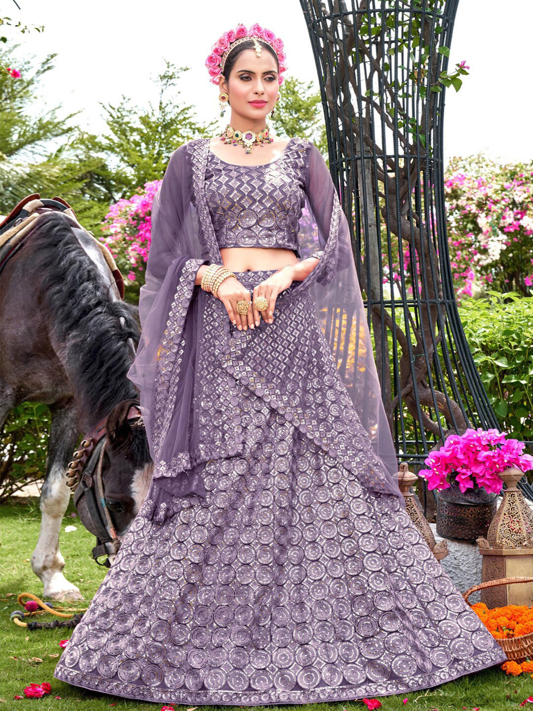 Kvsfab Ethnic Motifs Embroidered Sequinned Semi-Stitched Lehenga & Blouse With Dupatta, Lavender
Kvsfab Ethnic Motifs Embroidered Sequinned Semi-Stitched Lehenga & Blouse With Dupatta, Lavender
