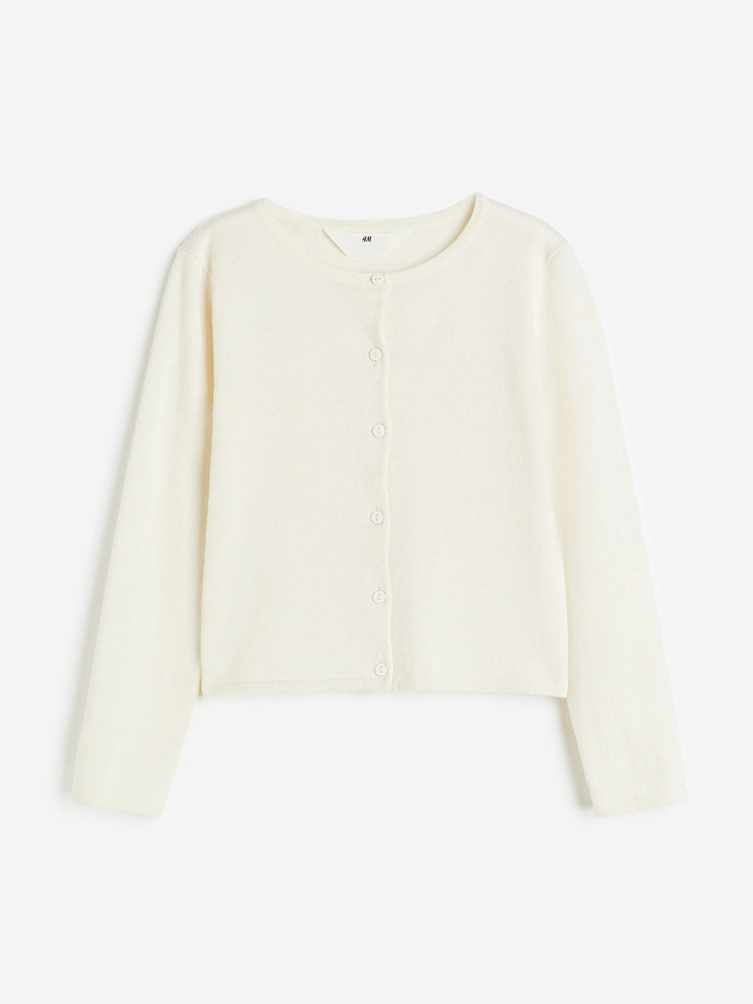 H&M Girls Fine-Knit Cotton Cardigan, White