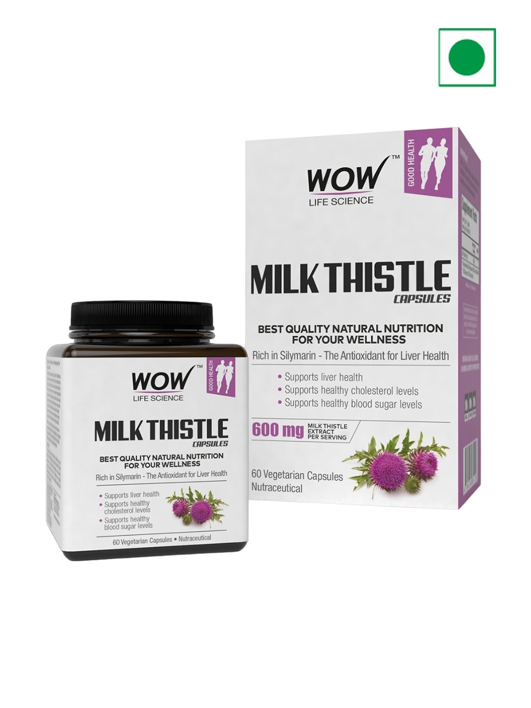 WOW Life Science Milk Thistle Capsules for Healthy Wellbeing - 600mg - 60 Capsules, White
WOW Life Science Milk Thistle Capsules for Healthy Wellbeing - 600mg - 60 Capsules, White