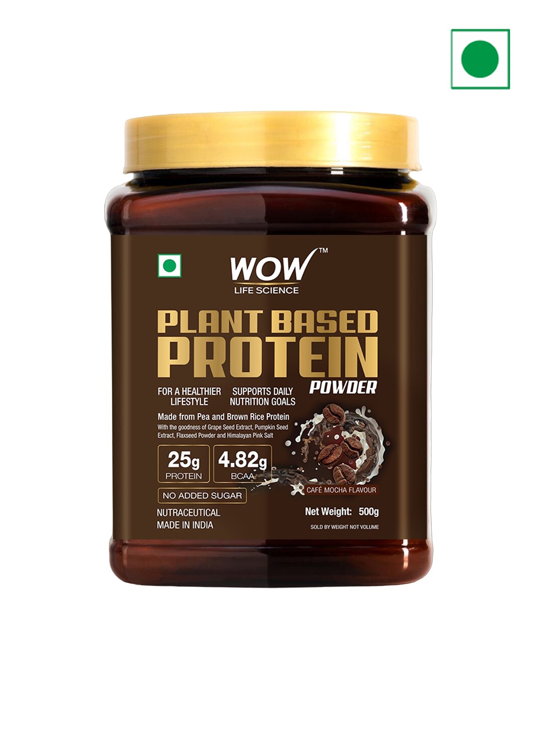 WOW Life Science Plant Based Cafe Mocha Flavour Protein Powder For Muscle Growth - 500g, Brown
WOW Life Science Plant Based Cafe Mocha Flavour Protein Powder For Muscle Growth - 500g, Brown