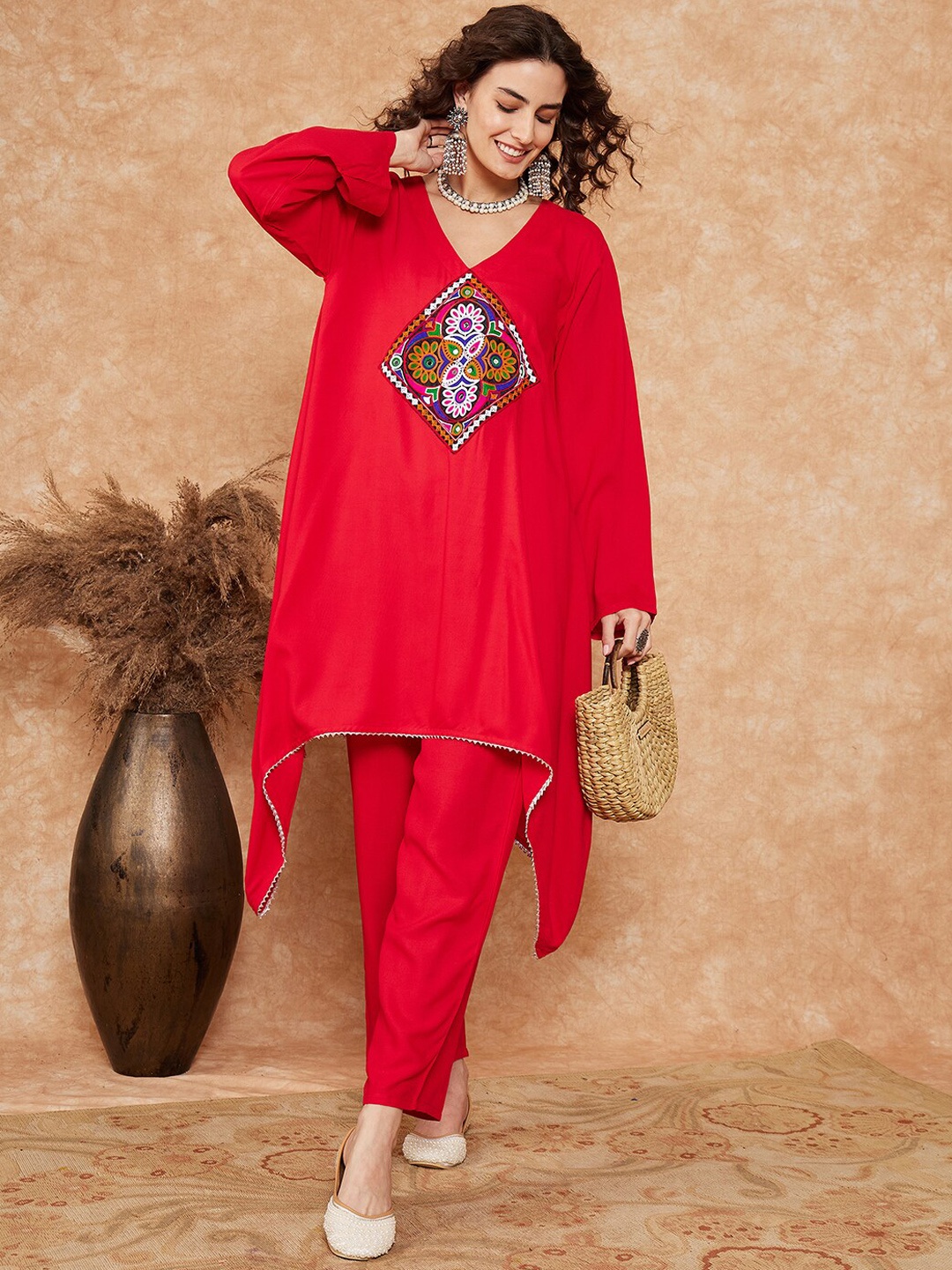 InWeave Women Ethnic Motifs Embroidered Regular Mirror Work Kurta with Trousers, Red
InWeave Women Ethnic Motifs Embroidered Regular Mirror Work Kurta with Trousers, Red