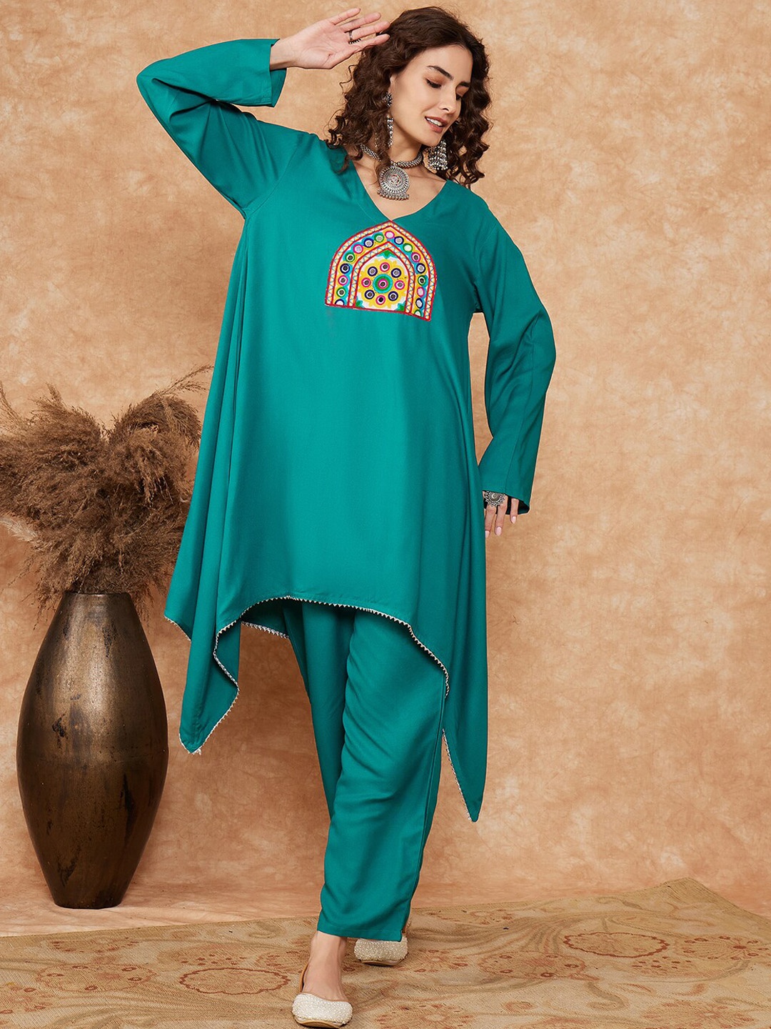 InWeave Women Ethnic Motifs Yoke Design Regular Mirror Work Kurta with Trousers, Teal
InWeave Women Ethnic Motifs Yoke Design Regular Mirror Work Kurta with Trousers, Teal