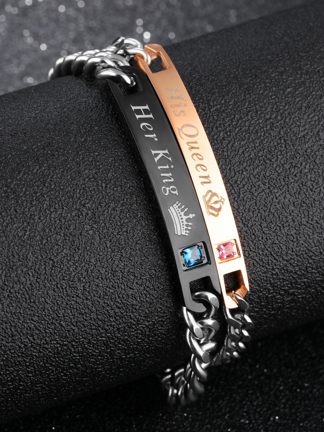Yellow Chimes Unisex Set Of 2 His Queen Her King Titanium Stainless Steel Couple Bracelet, Silver
Yellow Chimes Unisex Set Of 2 His Queen Her King Titanium Stainless Steel Couple Bracelet, Silver