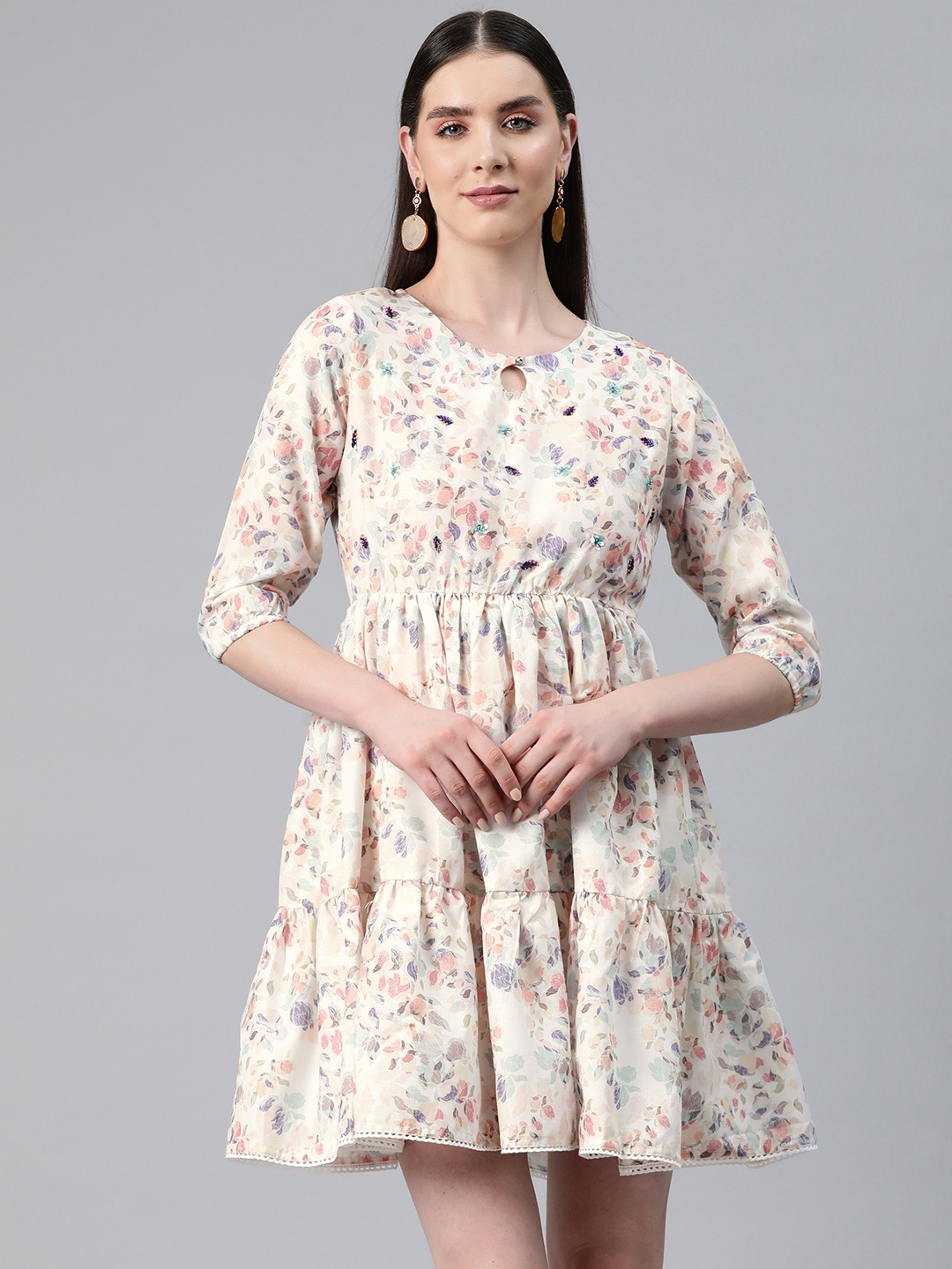 Readiprint Fashions Floral Print Keyhole Neck Sequinned Tiered Fit & Flare Dress, Multi
Readiprint Fashions Floral Print Keyhole Neck Sequinned Tiered Fit & Flare Dress, Multi
