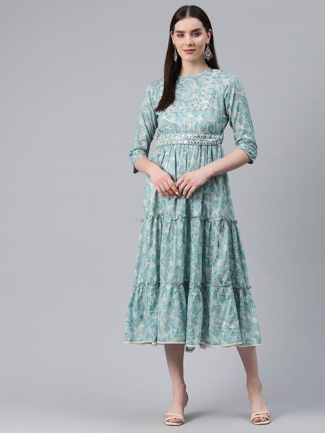 Readiprint Fashions Floral Print Embellished A-Line Tiered Midi Dress with Belt, Blue
Readiprint Fashions Floral Print Embellished A-Line Tiered Midi Dress with Belt, Blue