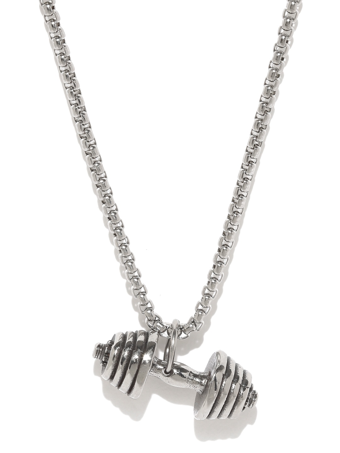Yellow Chimes Silver Plated Dumbbell Muscular Sign Silver Oxidized Stainless Steel Pendant
Yellow Chimes Silver Plated Dumbbell Muscular Sign Silver Oxidized Stainless Steel Pendant