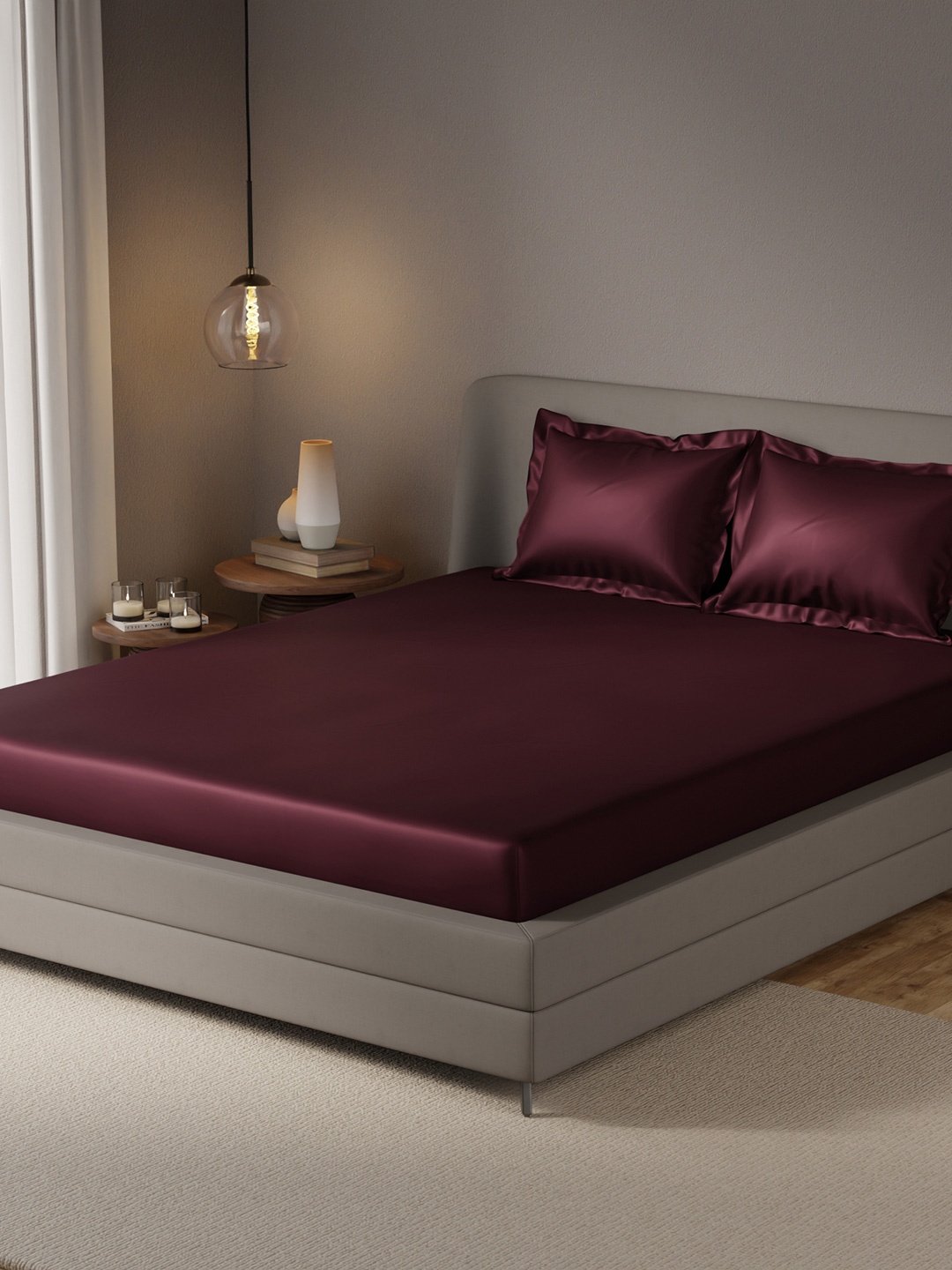 Stoa Paris Date Night Velvet Burgundy 300 TC Satin Fitted King Sheet with 2 Pillow Covers, Maroon
Stoa Paris Date Night Velvet Burgundy 300 TC Satin Fitted King Sheet with 2 Pillow Covers, Maroon