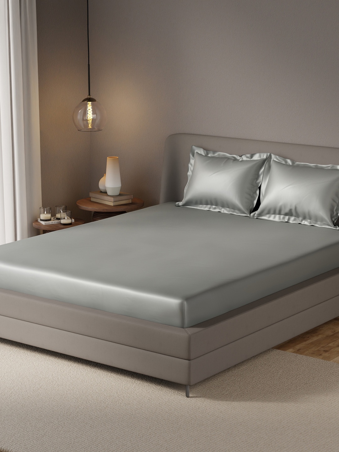 Stoa Paris Date Night Harbour Mist 300 TC Satin Fitted Queen Sheet With 2 Pillow Covers, Grey
Stoa Paris Date Night Harbour Mist 300 TC Satin Fitted Queen Sheet With 2 Pillow Covers, Grey