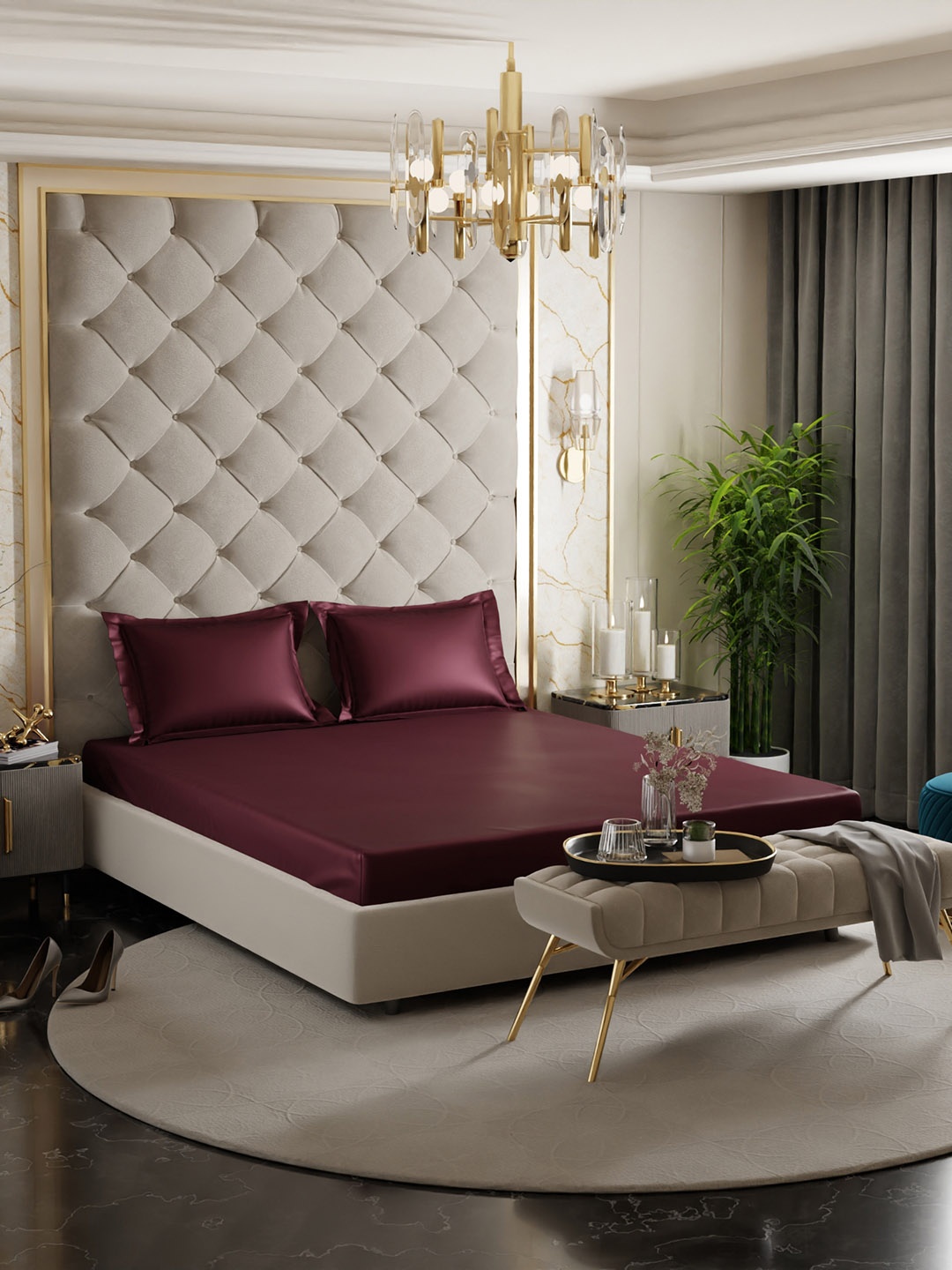 Stoa Paris Date Night Velvet Burgundy 300 TC Satin Fitted King Sheet with 2 Pillow Covers, Maroon
Stoa Paris Date Night Velvet Burgundy 300 TC Satin Fitted King Sheet with 2 Pillow Covers, Maroon