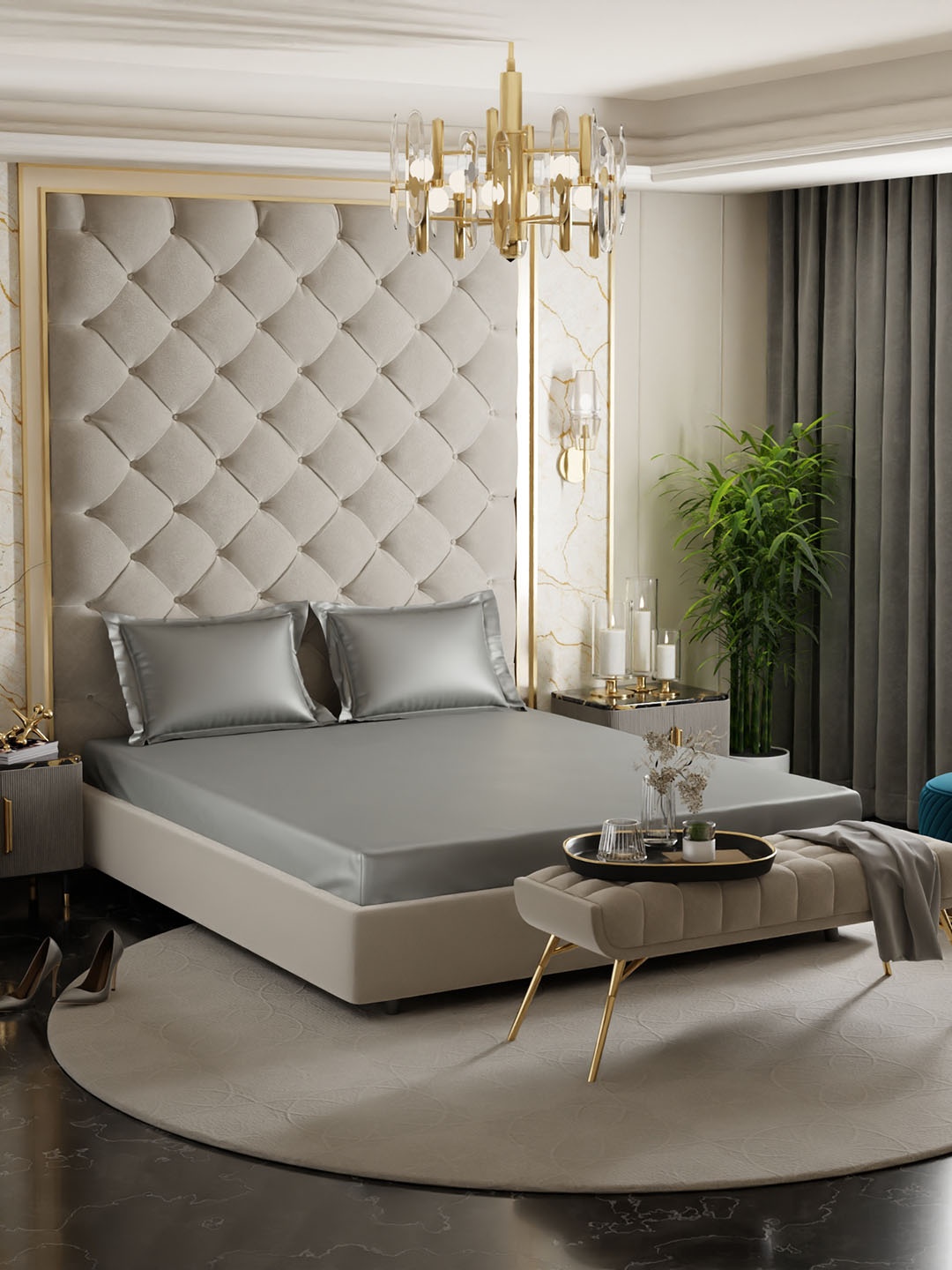Stoa Paris Date Night Harbour Mist Fitted 300 TC Satin King Sheet With 2 Pillow Covers, Grey
Stoa Paris Date Night Harbour Mist Fitted 300 TC Satin King Sheet With 2 Pillow Covers, Grey