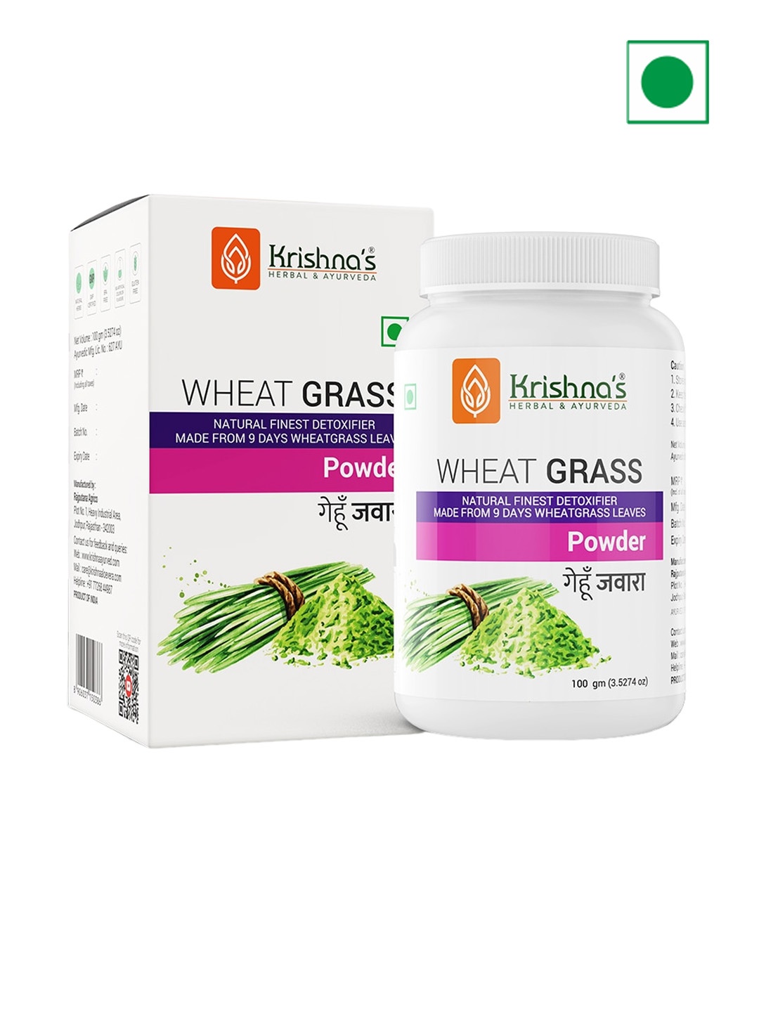 Krishna's Herbal & Ayurveda Natural Finest Detoxifier Wheatgrass Powder - 100g, White
Krishna's Herbal & Ayurveda Natural Finest Detoxifier Wheatgrass Powder - 100g, White