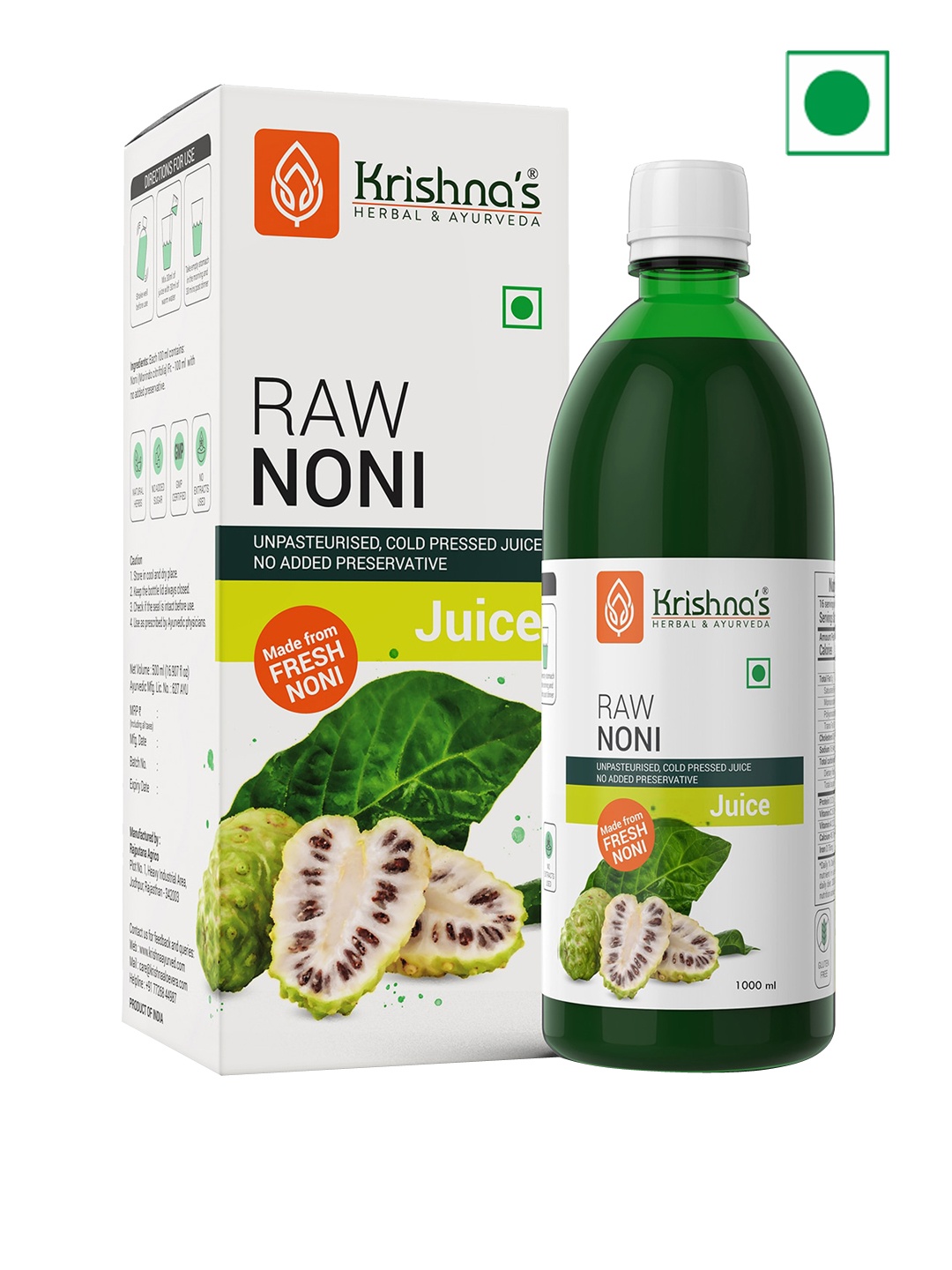 Krishna's Herbal & Ayurveda Raw Noni Cold Pressed Juice To Boost Immunity - 1L, Green
Krishna's Herbal & Ayurveda Raw Noni Cold Pressed Juice To Boost Immunity - 1L, Green