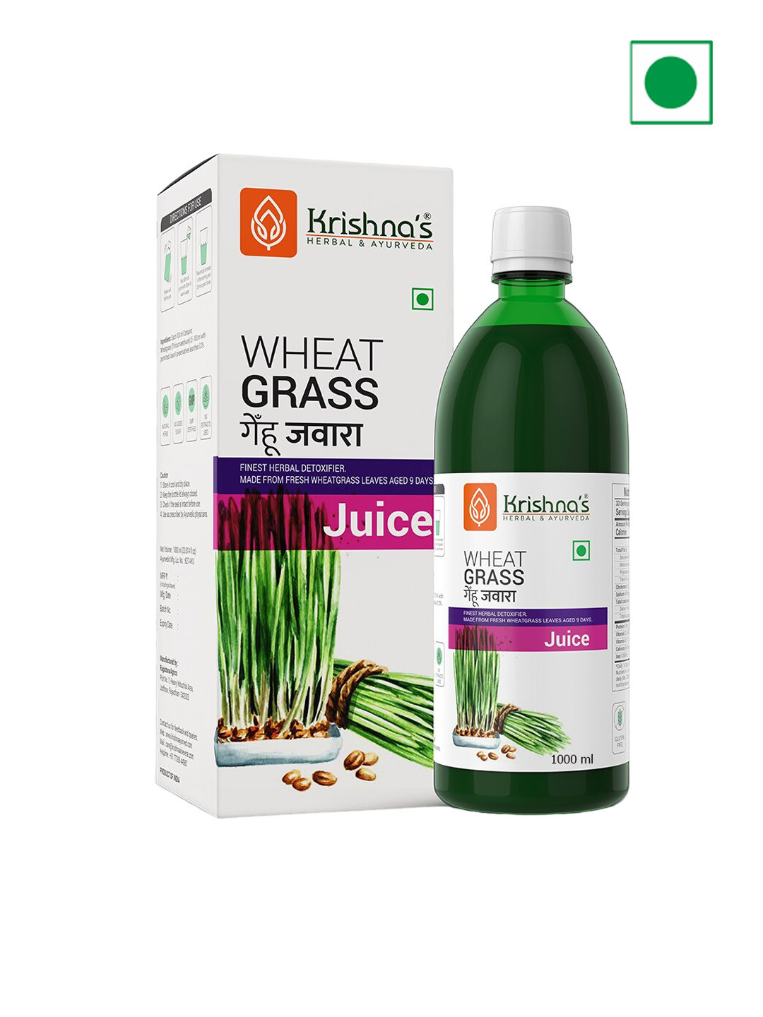 Krishna's Herbal & Ayurveda Wheatgrass Powerful Herbs Juice To Regulate Cholestrol - 1L, Green
Krishna's Herbal & Ayurveda Wheatgrass Powerful Herbs Juice To Regulate Cholestrol - 1L, Green