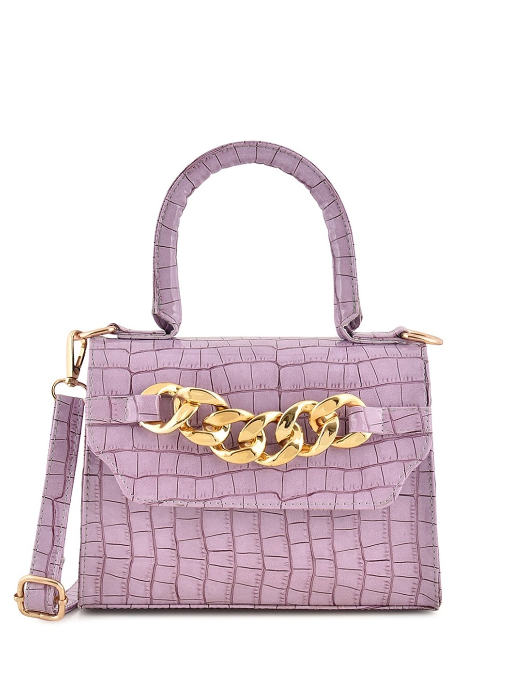 DressBerry Textured Structured Handheld Bag, Purple