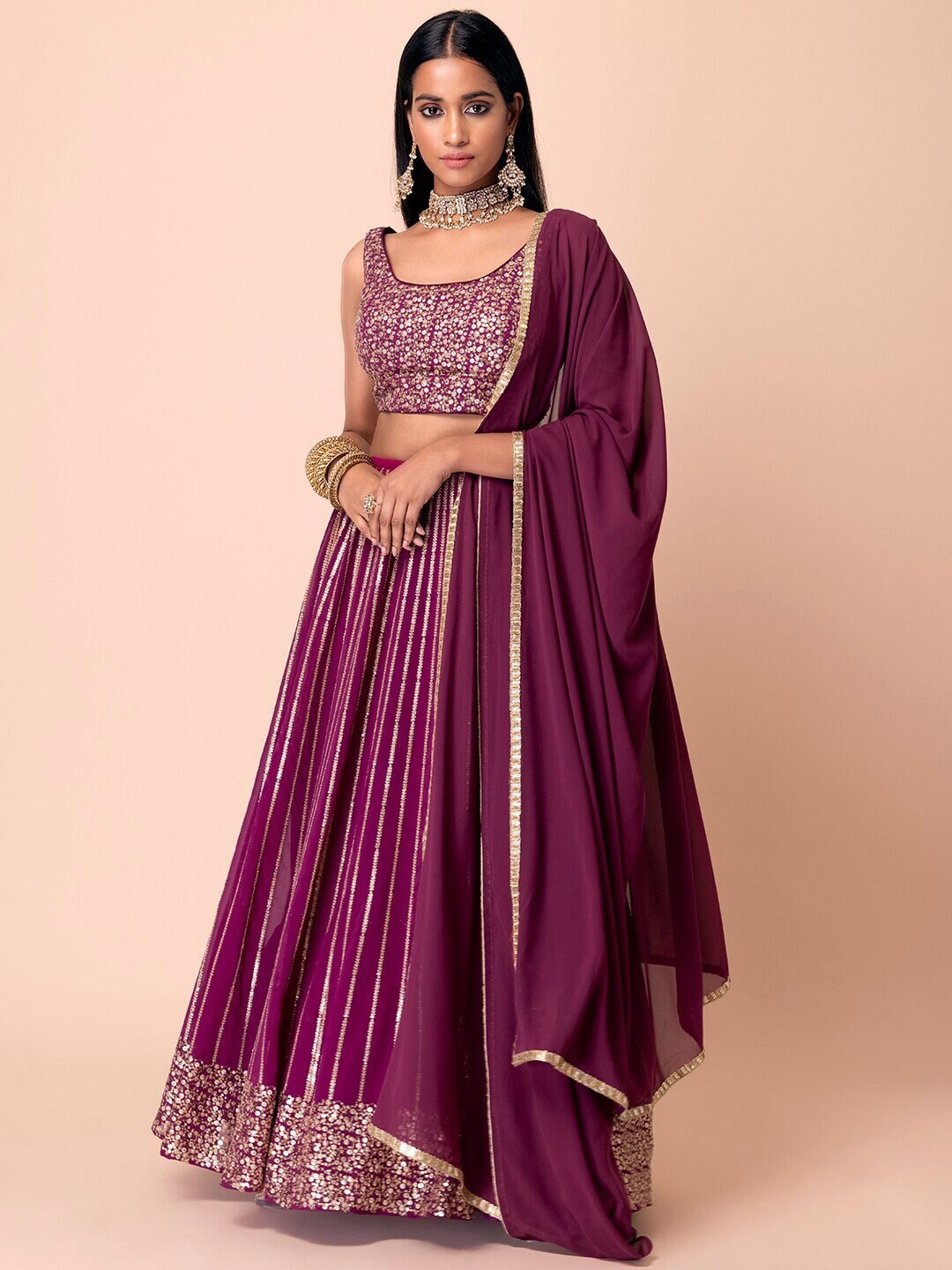 FABPIXEL Embroidered Sequinned Semi-Stitched Lehenga & Unstitched Blouse With Dupatta, Purple
FABPIXEL Embroidered Sequinned Semi-Stitched Lehenga & Unstitched Blouse With Dupatta, Purple
