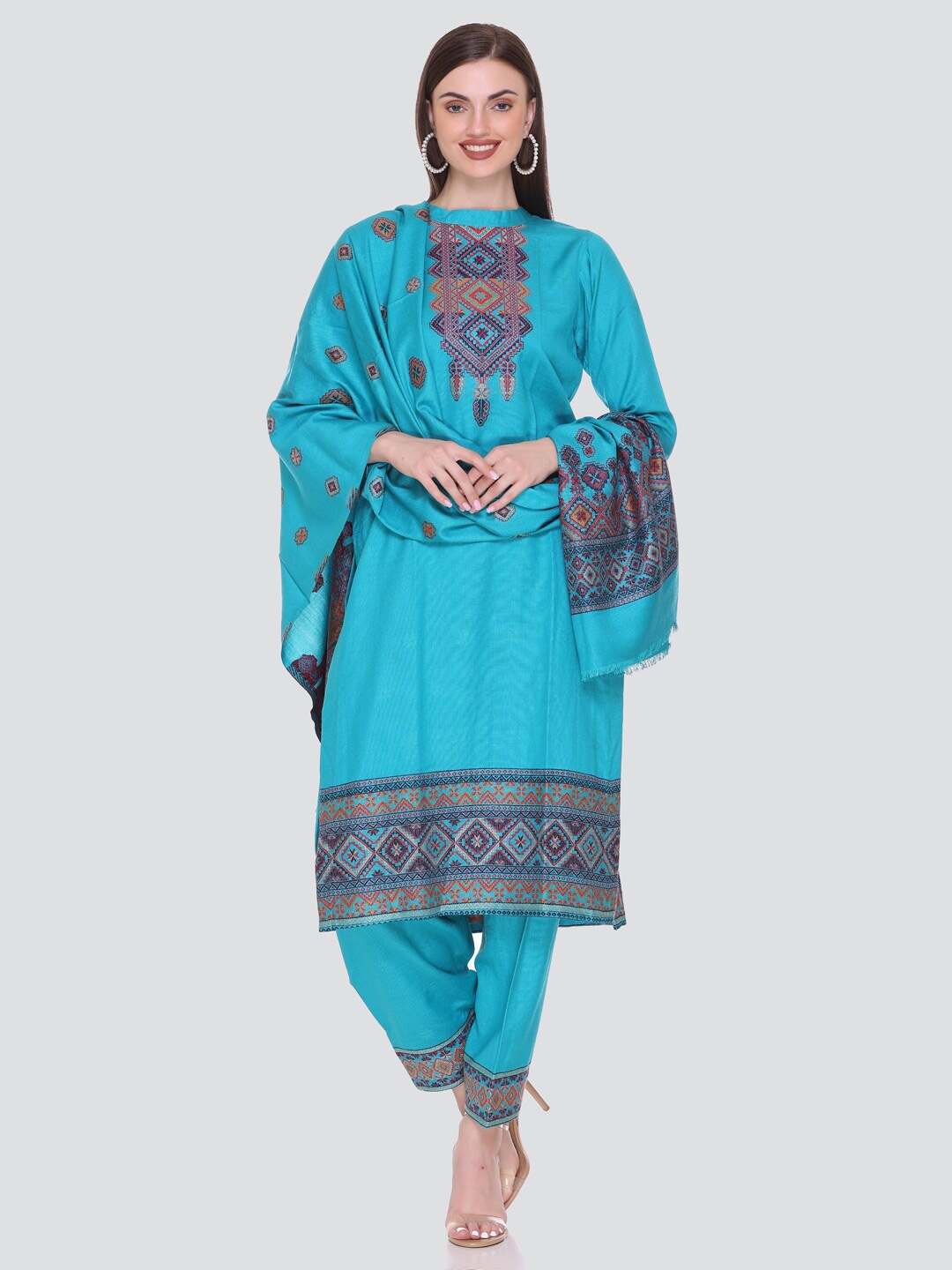 KIDAR Unstitched Dress Material, Blue