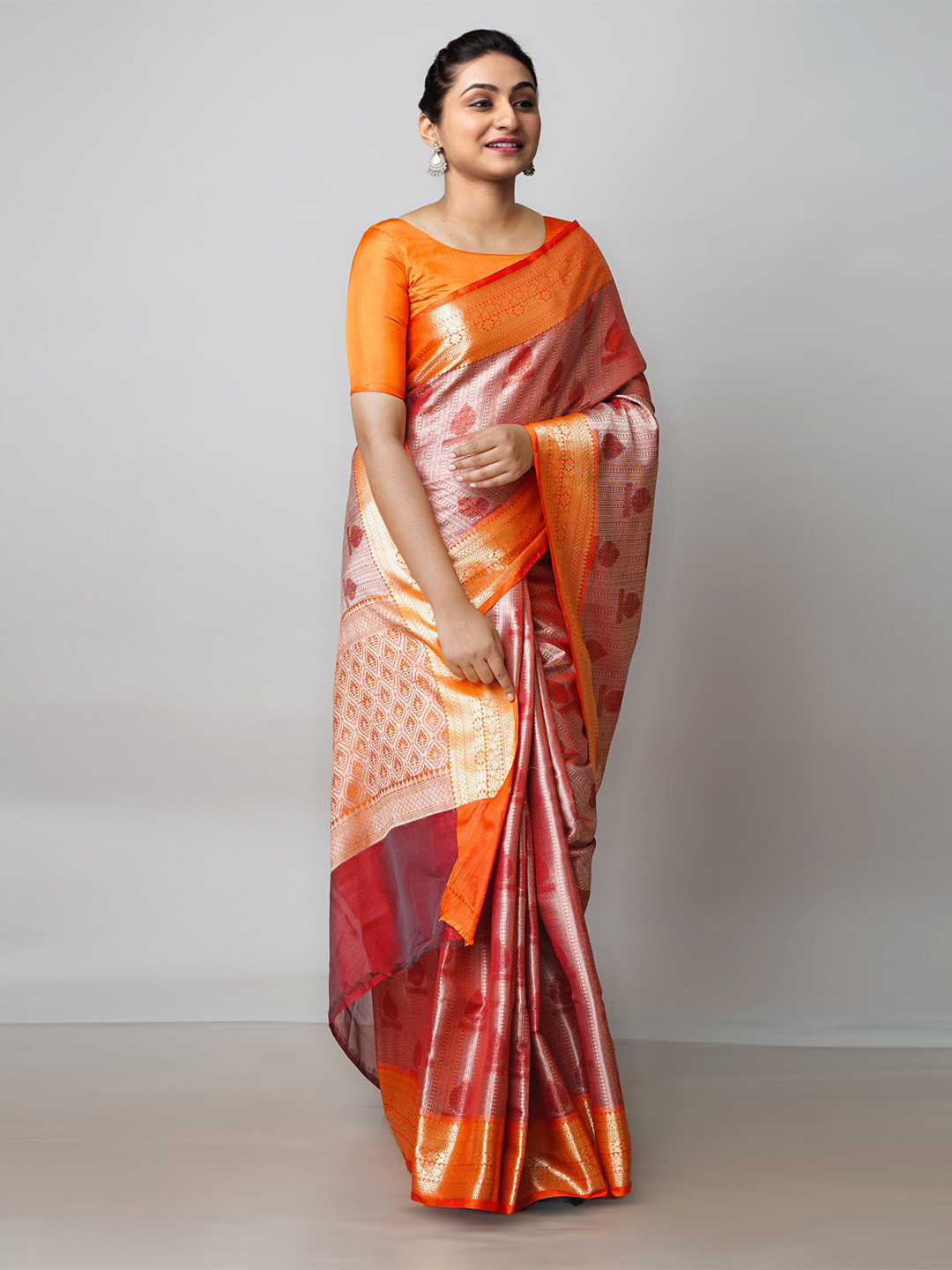 Unnati Silks Ethnic Motifs Woven Design Zari Silk Cotton Banarasi Saree, Red
Unnati Silks Ethnic Motifs Woven Design Zari Silk Cotton Banarasi Saree, Red