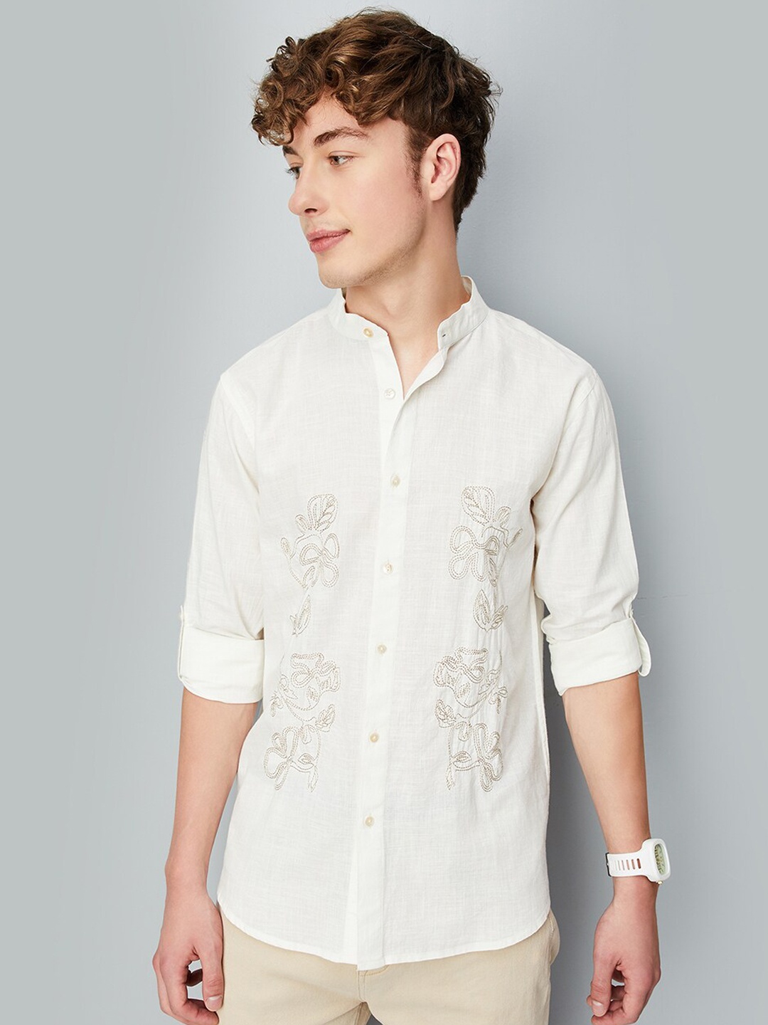 max Floral Embroidered Mandarin Collar Roll-Up Sleeves Pure Cotton Straight Short Kurta, Beige
max Floral Embroidered Mandarin Collar Roll-Up Sleeves Pure Cotton Straight Short Kurta, Beige