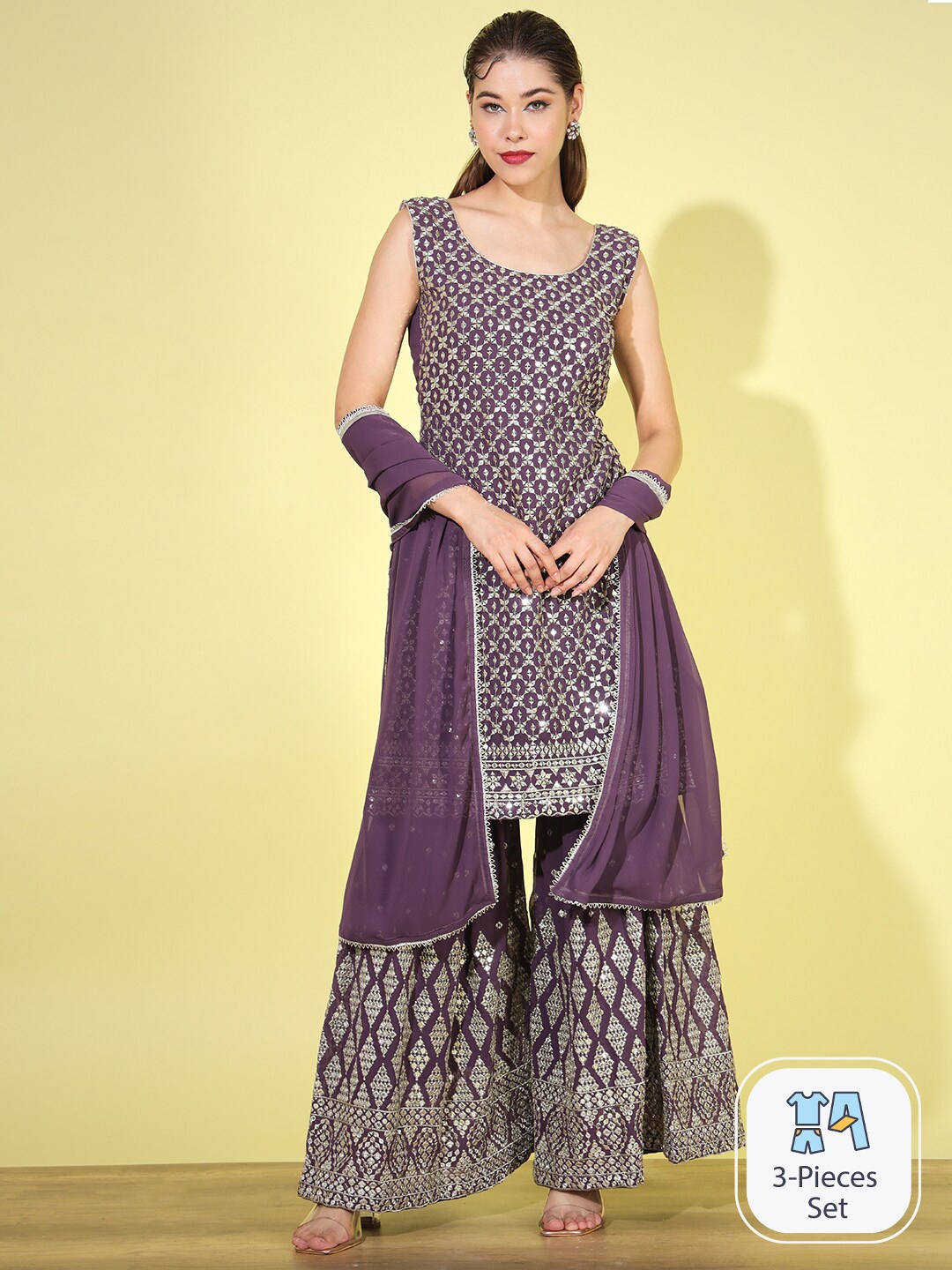 Chhabra 555 Ethnic Motifs Embroidered Sequinned Kurta With Sharara & Dupatta, Purple
Chhabra 555 Ethnic Motifs Embroidered Sequinned Kurta With Sharara & Dupatta, Purple