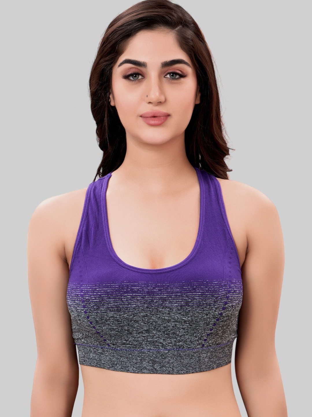 PLUMBURY Colourblocked Full Coverage Removable Padding Workout Bra With All Day Comfort, Purple
PLUMBURY Colourblocked Full Coverage Removable Padding Workout Bra With All Day Comfort, Purple