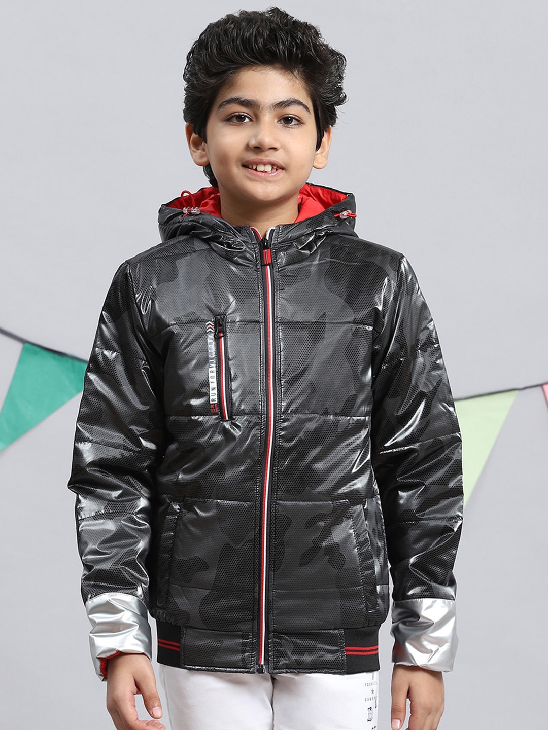 Monte Carlo Boys Abstract Printed Hooded Lightweight Bomber Jacket With Zip Detail, Black
Monte Carlo Boys Abstract Printed Hooded Lightweight Bomber Jacket With Zip Detail, Black