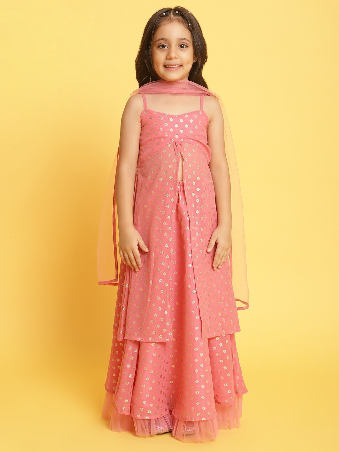 Nauti Nati Girls Ploka Printed Foil Print Ready to Wear Lehenga & Blouse With Dupatta, Pink
Nauti Nati Girls Ploka Printed Foil Print Ready to Wear Lehenga & Blouse With Dupatta, Pink
