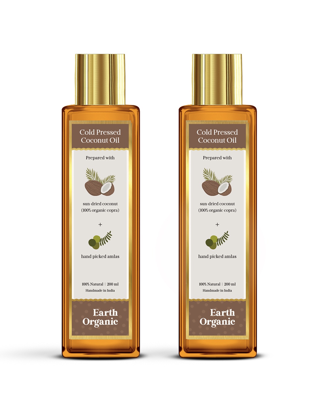 Earth Organic Set of 2 100% Natural Cold Pressed Coconut Oil with Amlas - 200 ml Each, Brown
Earth Organic Set of 2 100% Natural Cold Pressed Coconut Oil with Amlas - 200 ml Each, Brown
