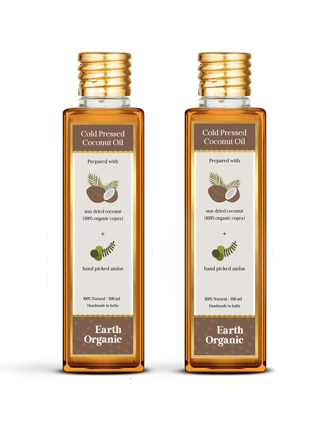 Earth Organic Set of 2 100% Natural Cold Pressed Coconut Oil with Amla - 100 ml Each, Brown
Earth Organic Set of 2 100% Natural Cold Pressed Coconut Oil with Amla - 100 ml Each, Brown