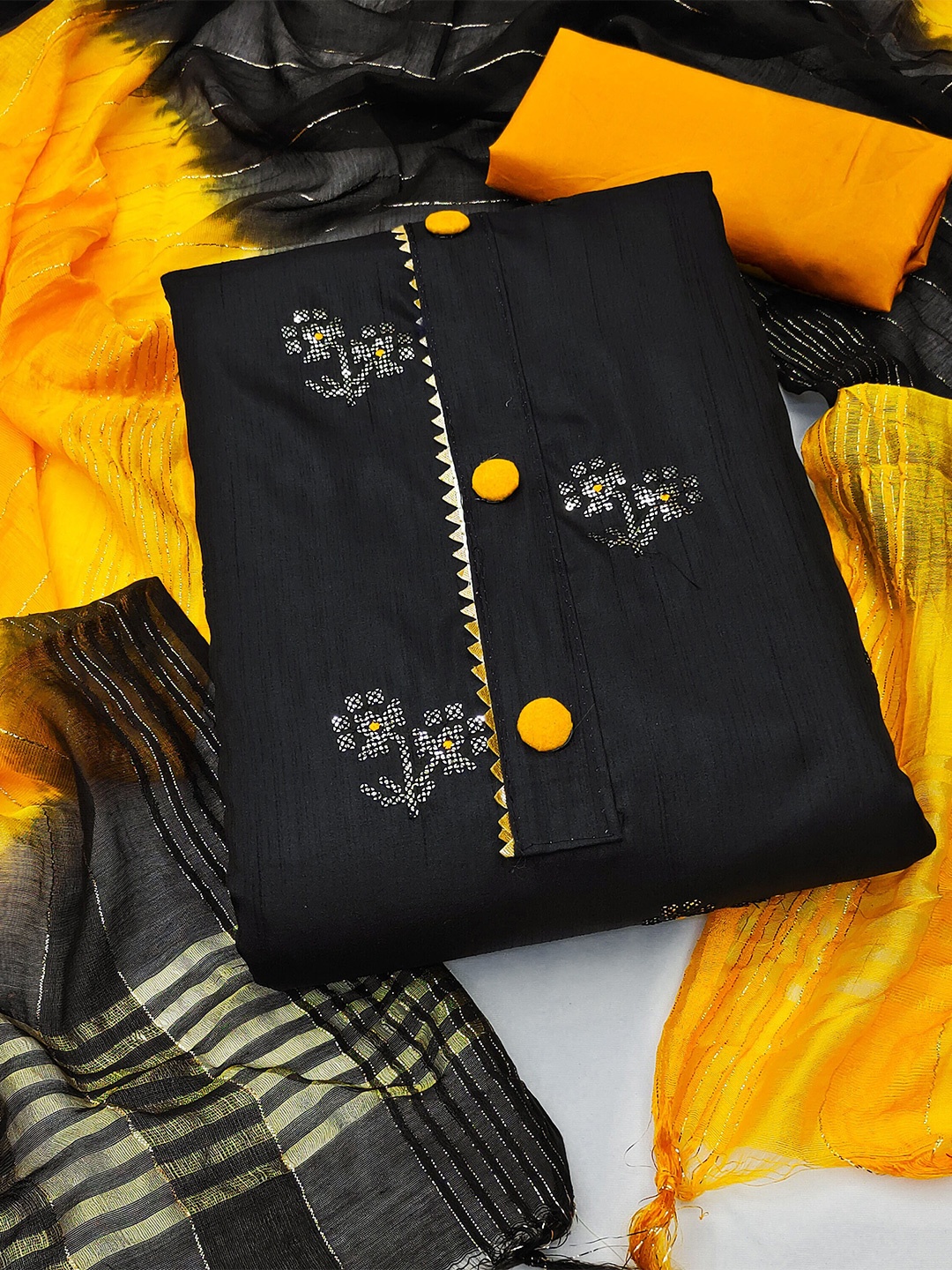 SHADOW & SAINING Floral Embroidered Sequined & Gotta Patti Unstitched Dress Material, Black
SHADOW & SAINING Floral Embroidered Sequined & Gotta Patti Unstitched Dress Material, Black