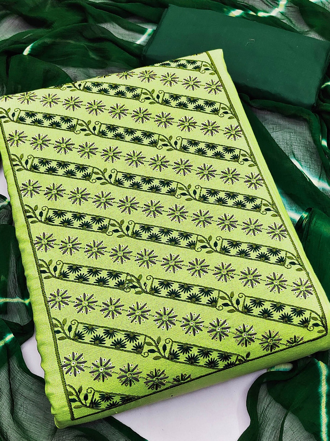 SHADOW & SAINING Floral Embroidered Sequined Unstitched Dress Material, Lime green
SHADOW & SAINING Floral Embroidered Sequined Unstitched Dress Material, Lime green