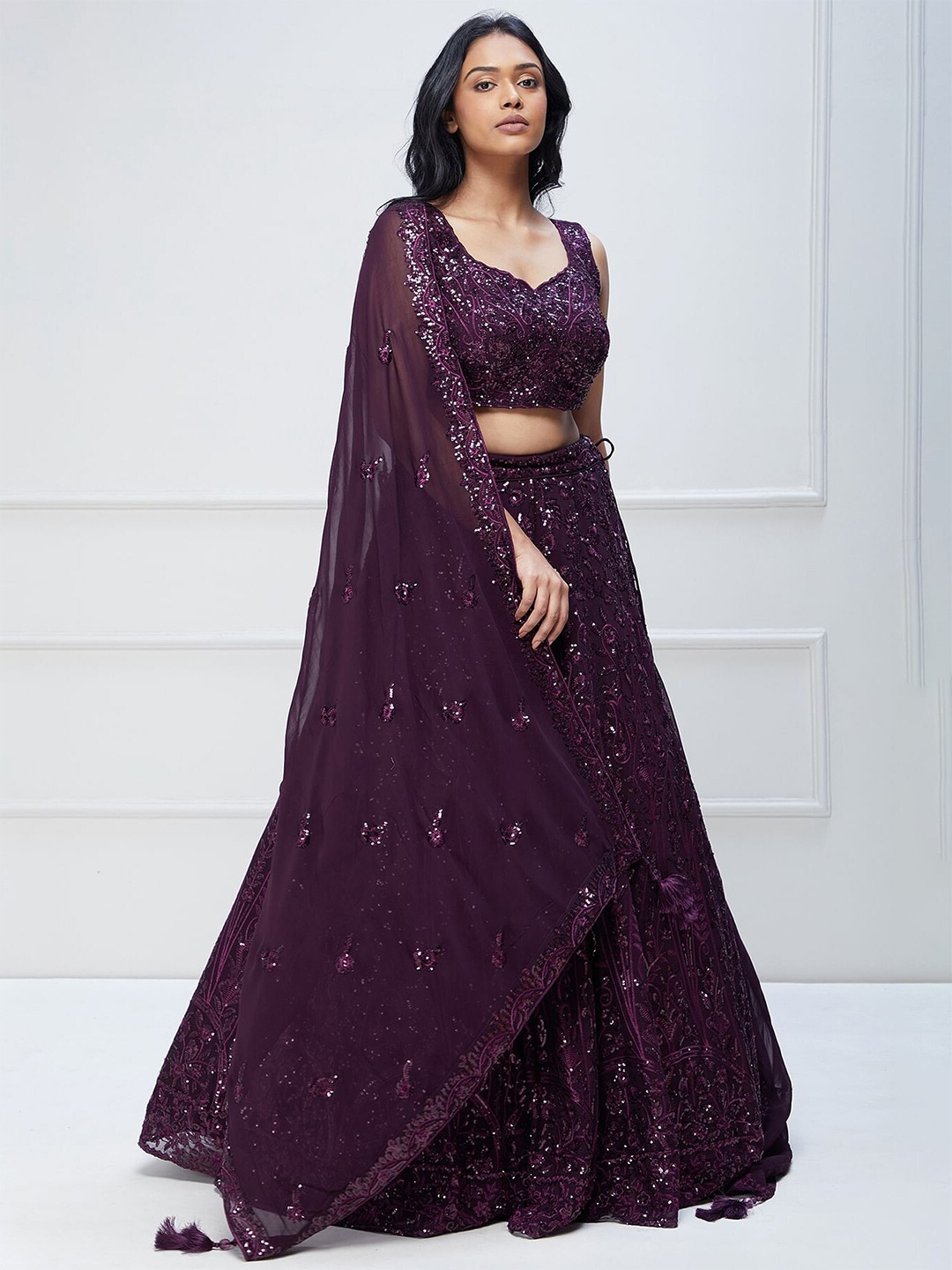 FABPIXEL Embroidered Sequinned Semi-Stitched Lehenga & Unstitched Blouse With Dupatta, Purple
FABPIXEL Embroidered Sequinned Semi-Stitched Lehenga & Unstitched Blouse With Dupatta, Purple