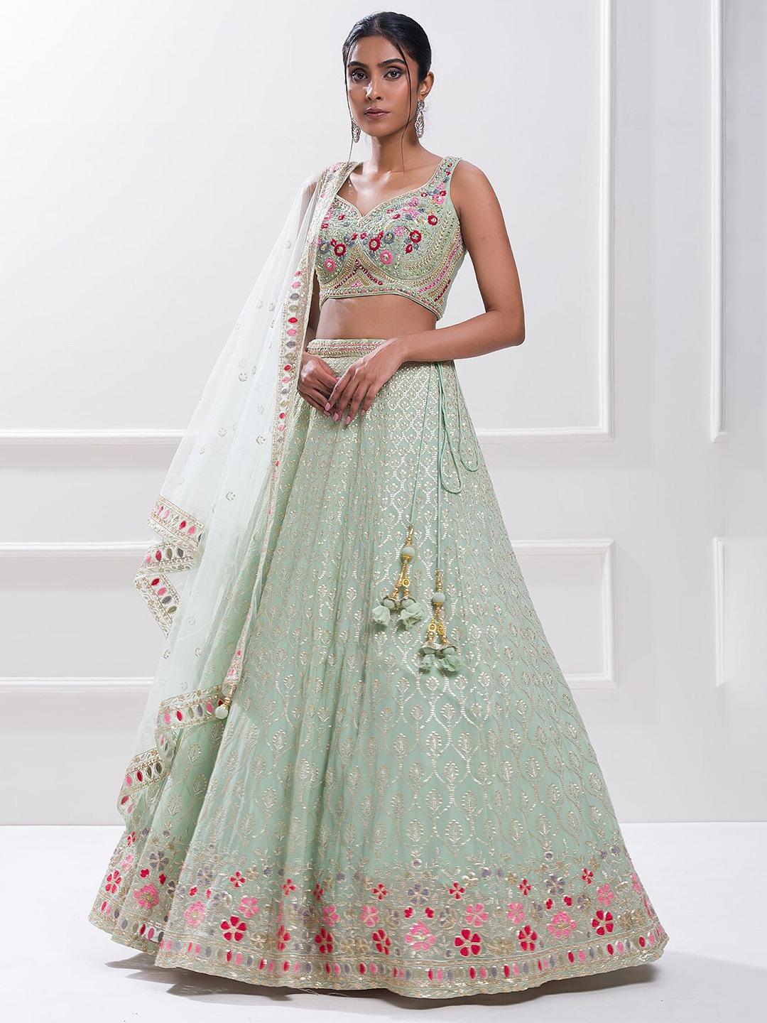 FABPIXEL Embroidered Sequinned Semi-Stitched Lehenga & Unstitched Blouse With Dupatta, Green
FABPIXEL Embroidered Sequinned Semi-Stitched Lehenga & Unstitched Blouse With Dupatta, Green