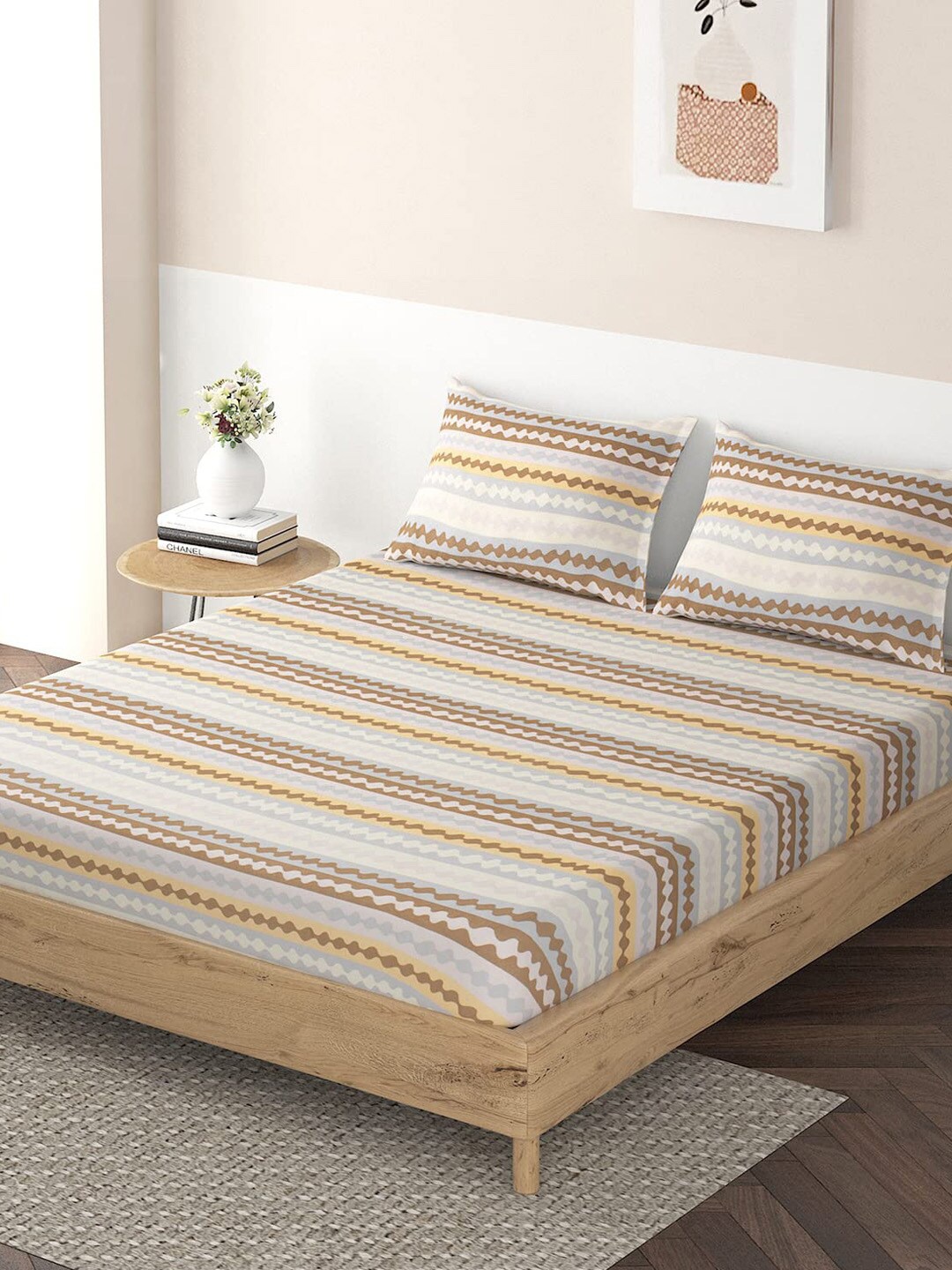 DECOMIZER Camel Brown & White Geometric Cotton 300 TC King Bedsheet With 2 Pillow Covers
DECOMIZER Camel Brown & White Geometric Cotton 300 TC King Bedsheet With 2 Pillow Covers