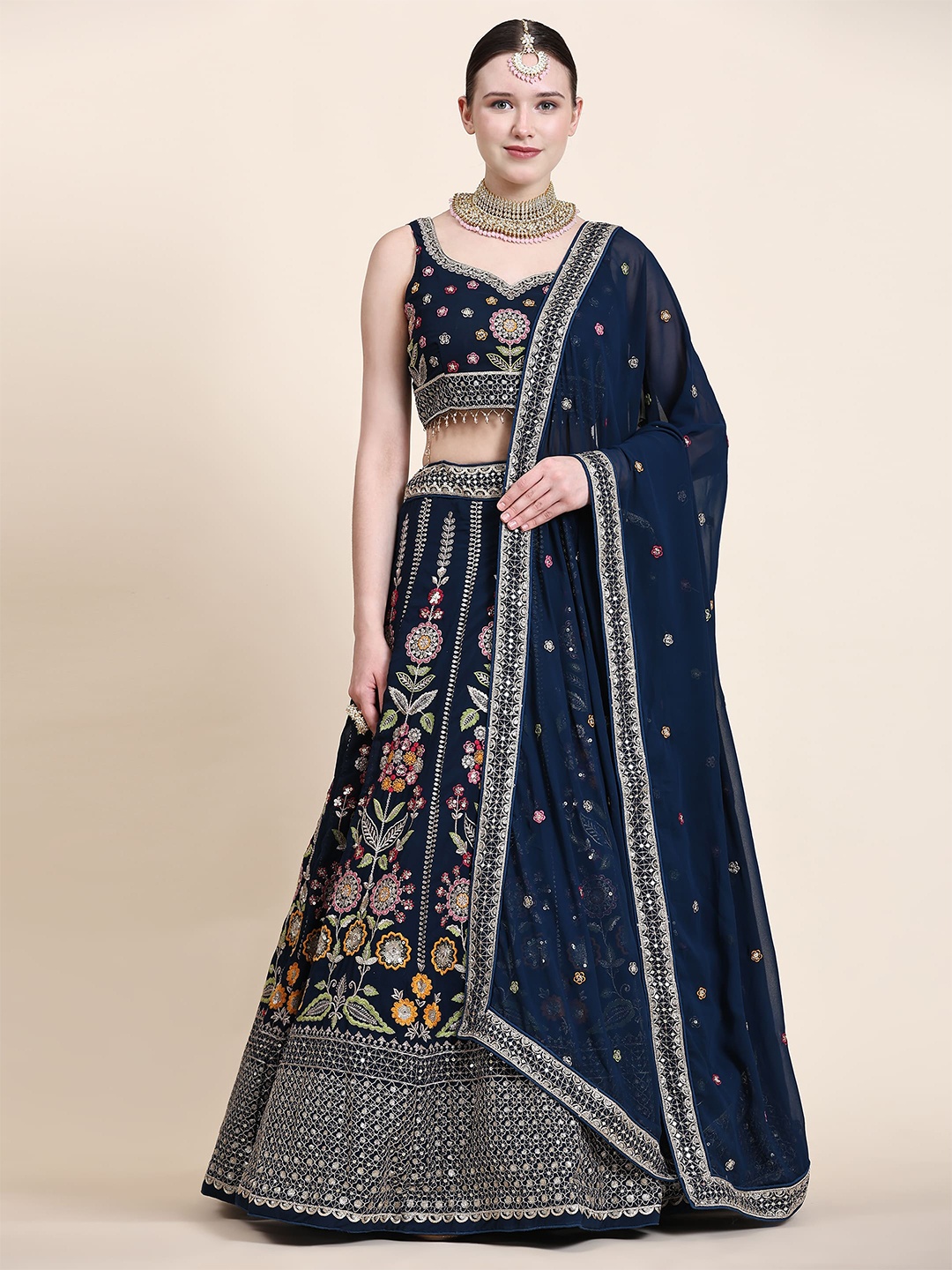 FABPIXEL Embroidered Sequinned Semi-Stitched Lehenga & Unstitched Blouse With Dupatta, Blue
FABPIXEL Embroidered Sequinned Semi-Stitched Lehenga & Unstitched Blouse With Dupatta, Blue