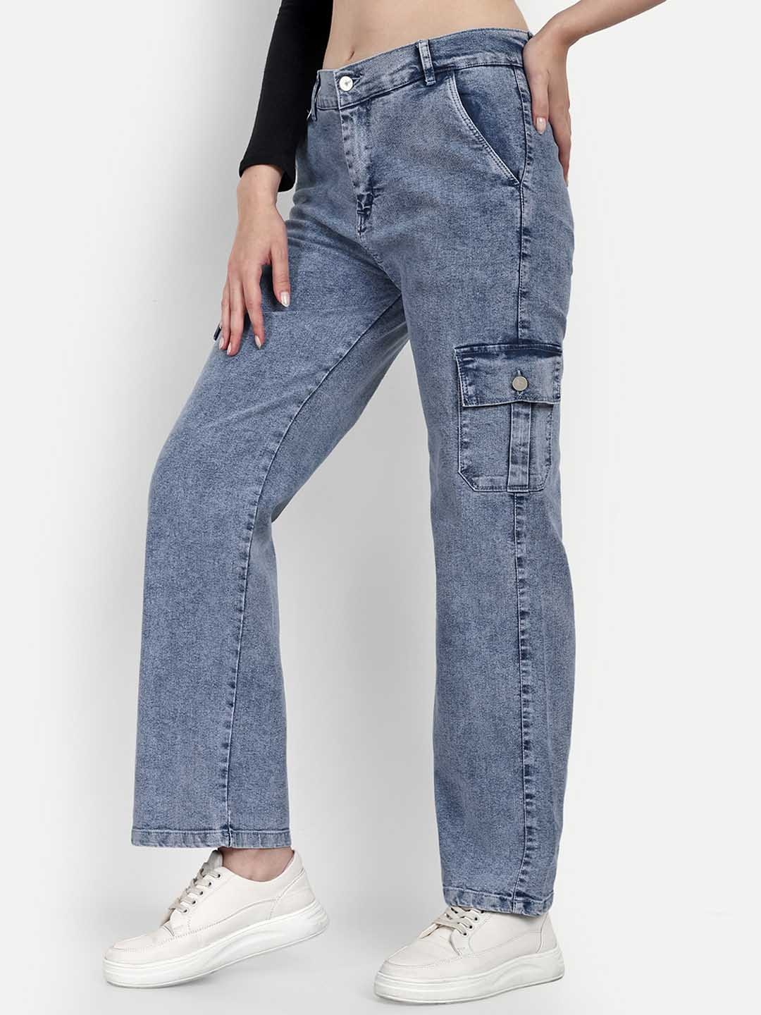 Next One Women Smart Wide Leg High-Rise Clean Look Heavy Fade Stretchable Cargo Jeans, Blue
Next One Women Smart Wide Leg High-Rise Clean Look Heavy Fade Stretchable Cargo Jeans, Blue