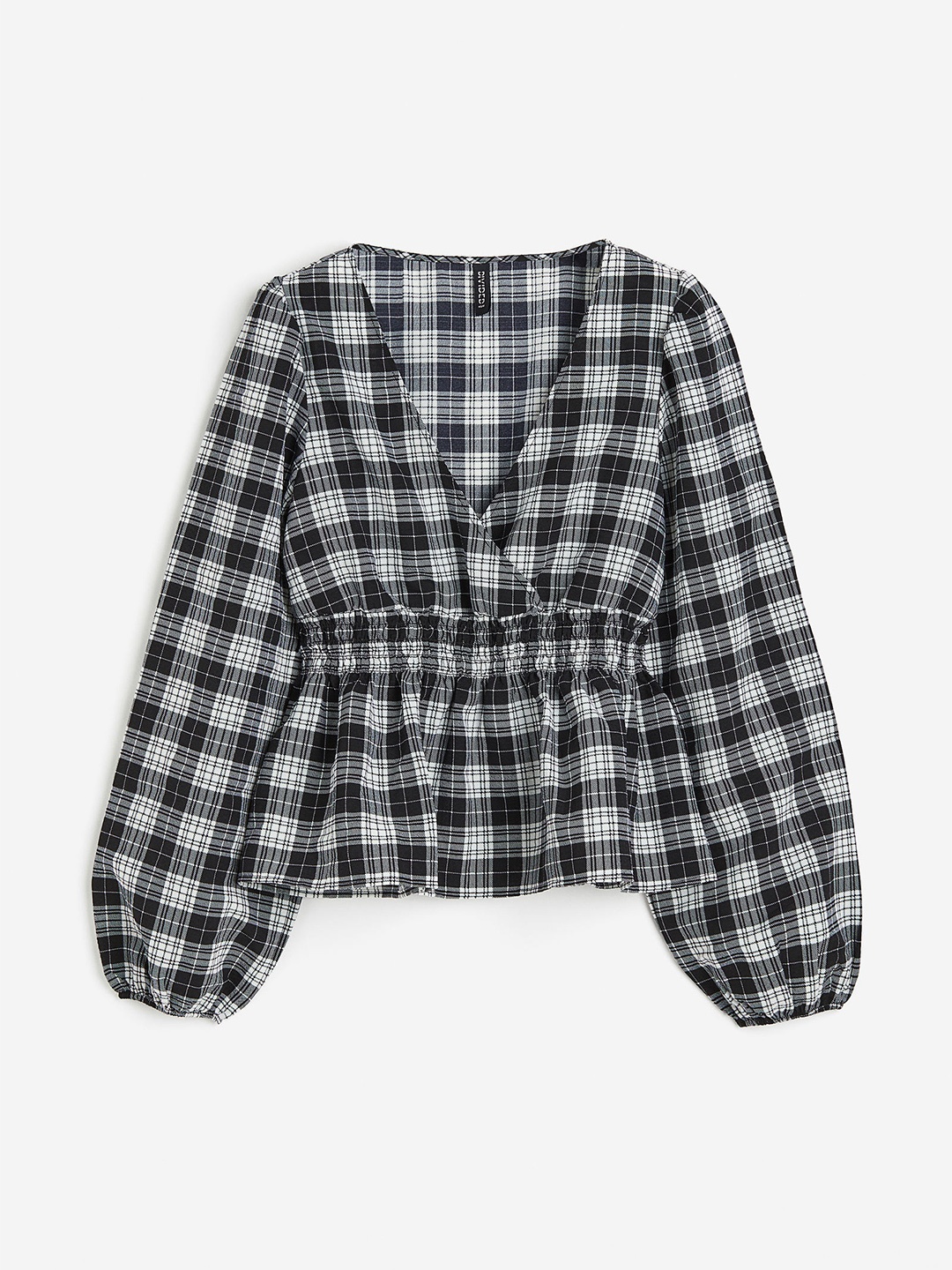 H&M Crepe Puff-Sleeved Blouse, Black