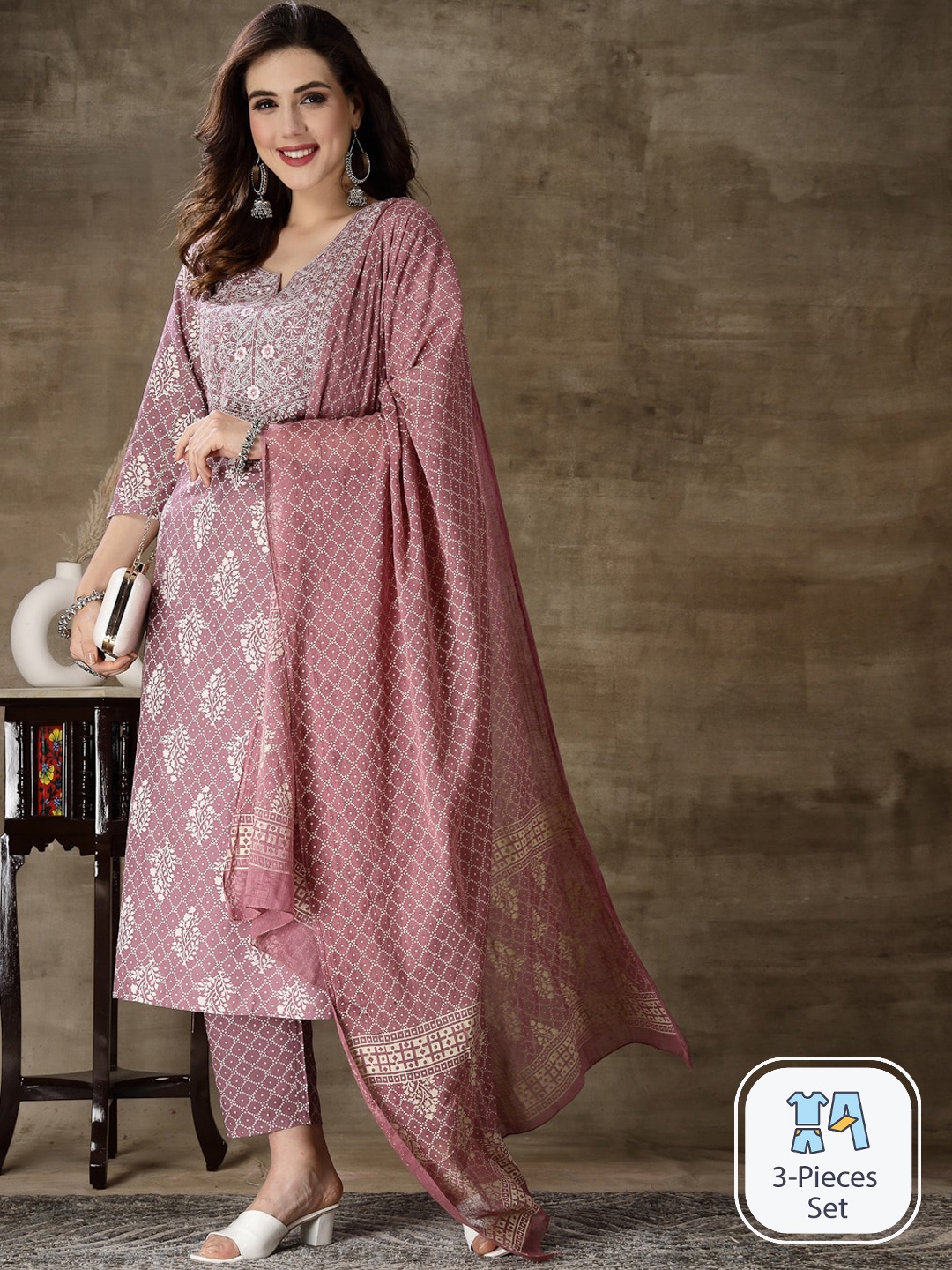 Stylum Ethnic Motifs Printed Straight Kurta & Trousers With Dupatta, Mauve
Stylum Ethnic Motifs Printed Straight Kurta & Trousers With Dupatta, Mauve
