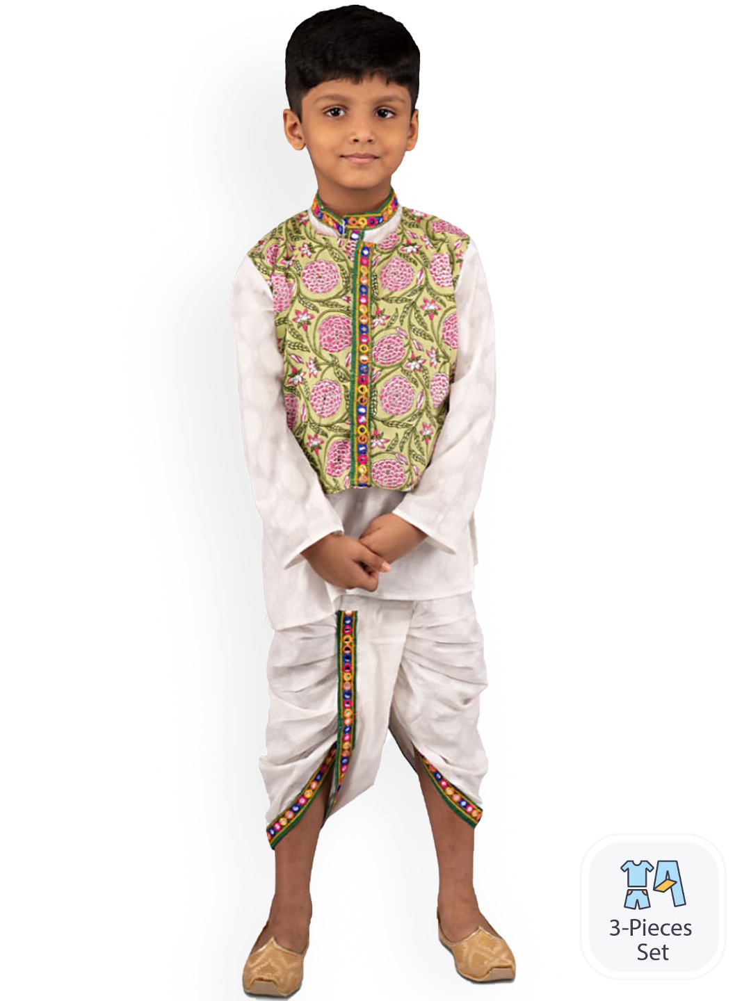 kidcetra Boys Floral Printed Mandarin Collar Mirror Work Pure Cotton Kurta Set, White
kidcetra Boys Floral Printed Mandarin Collar Mirror Work Pure Cotton Kurta Set, White