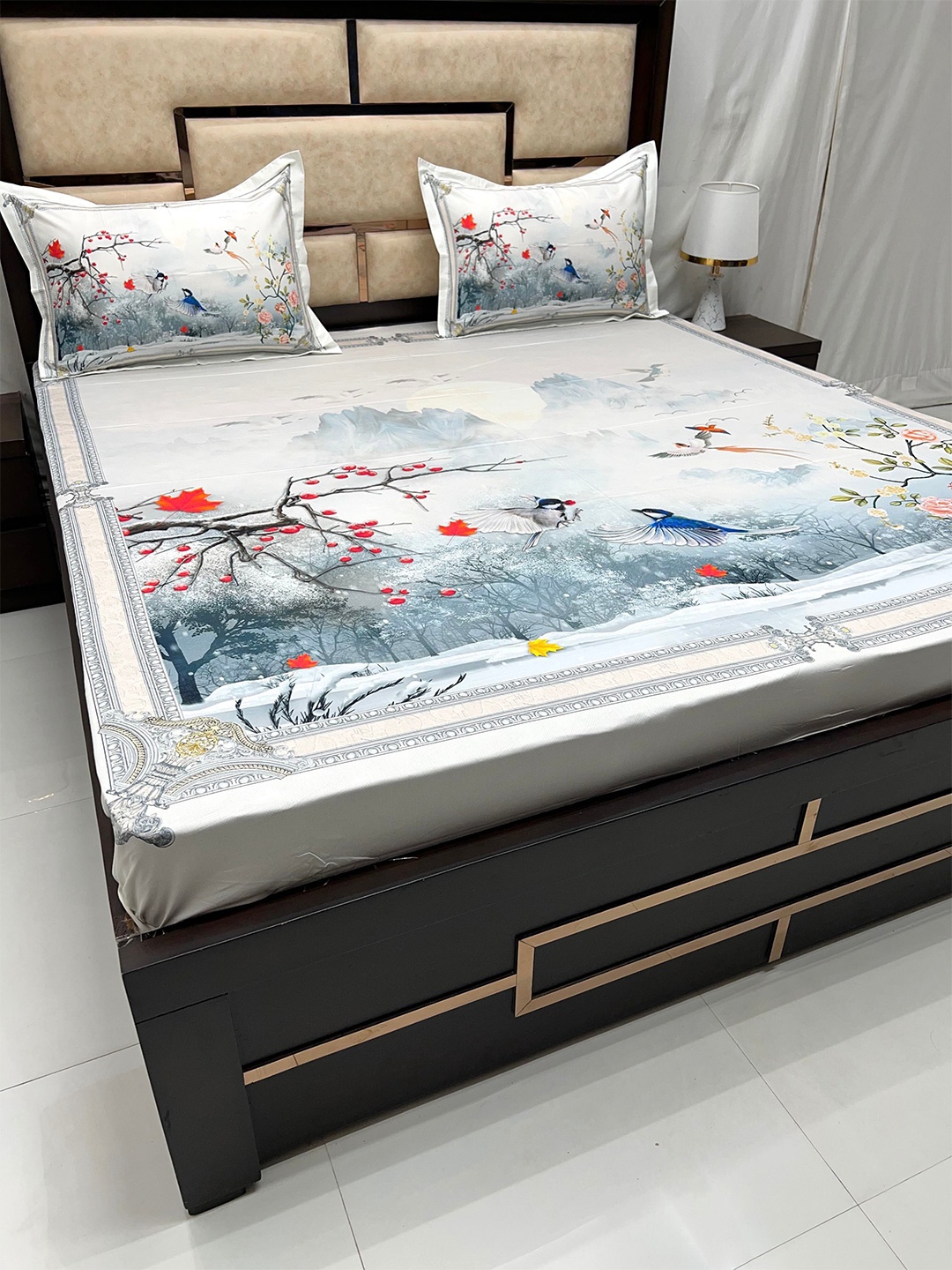 Pure Decor Majestic Grey & Red Floral Cotton 380 TC King Bedsheet With 2 Pillow Covers
Pure Decor Majestic Grey & Red Floral Cotton 380 TC King Bedsheet With 2 Pillow Covers