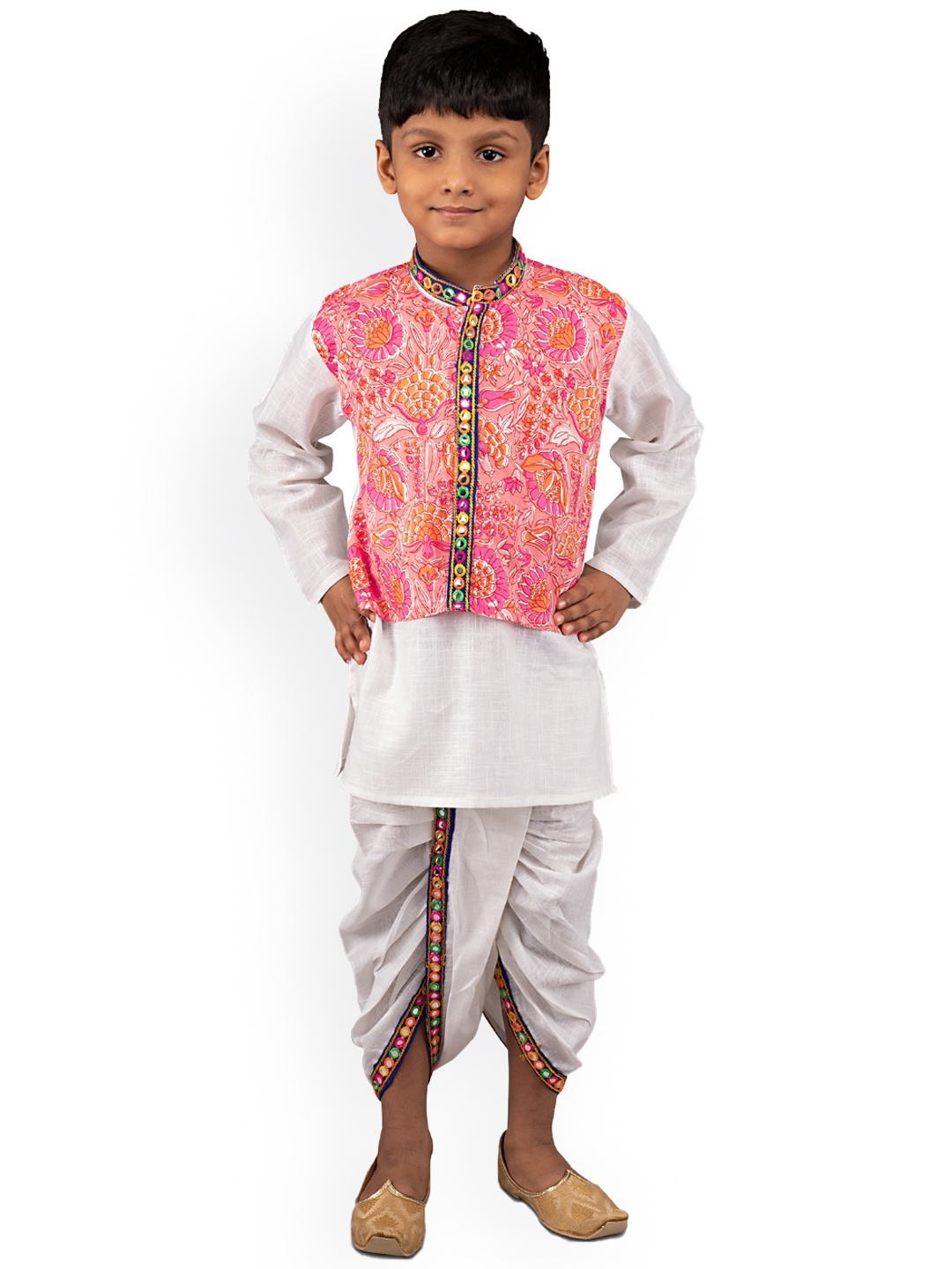 kidcetra Boys Floral Printed Mandarin Collar Mirror Work Pure Cotton Kurta Set, White
kidcetra Boys Floral Printed Mandarin Collar Mirror Work Pure Cotton Kurta Set, White