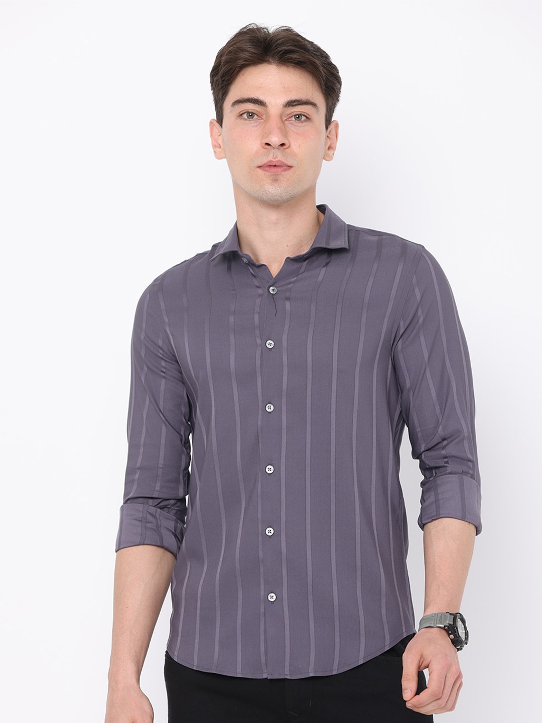 FLY 69 Vertical Stripes Spread Collar Premium Slim Fit Pure Cotton Casual Shirt, Grey
FLY 69 Vertical Stripes Spread Collar Premium Slim Fit Pure Cotton Casual Shirt, Grey