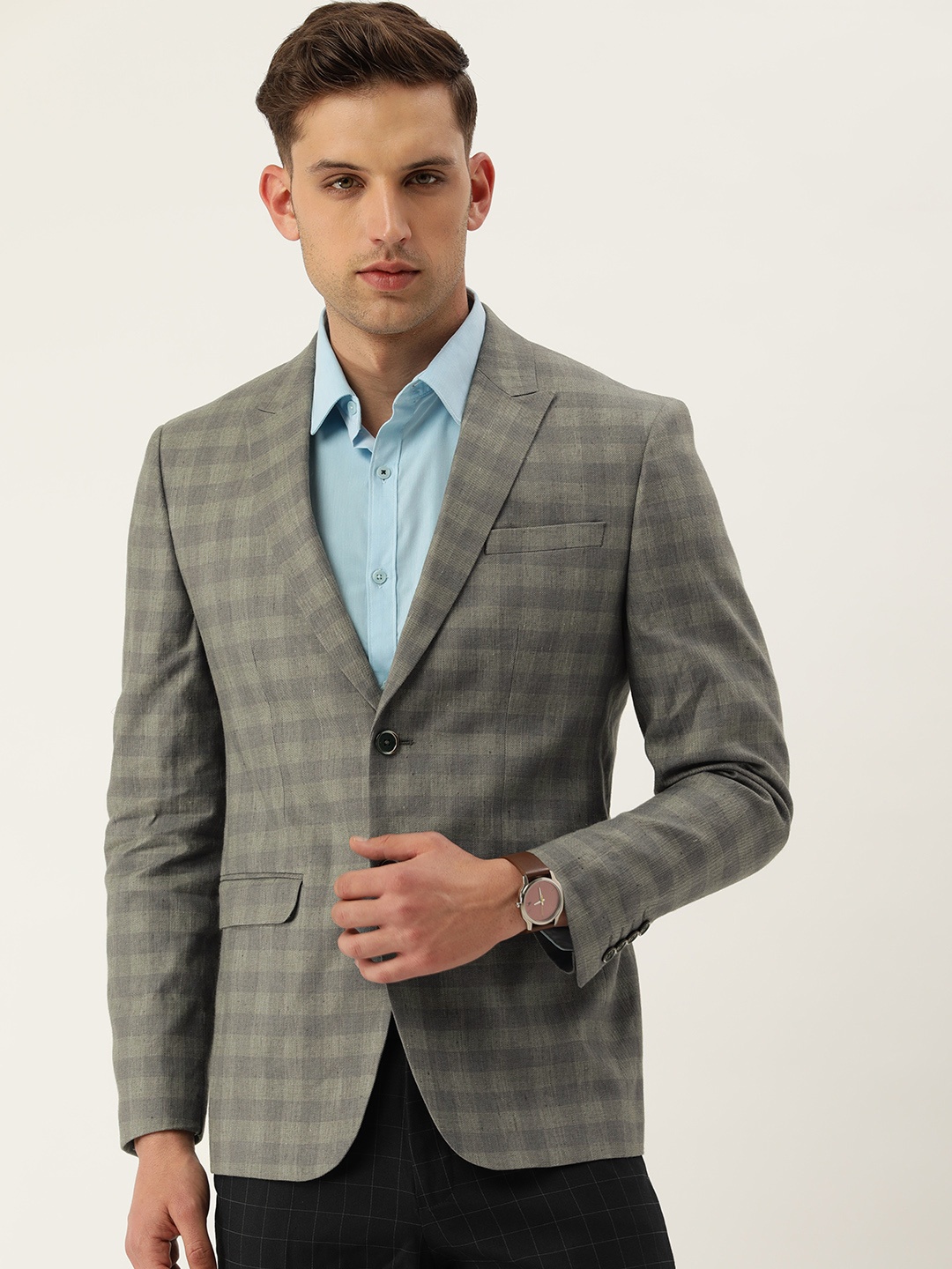 Peter England Elite Linen Cotton Checked Neo Slim Fit Single Breasted Formal Blazer, Grey
Peter England Elite Linen Cotton Checked Neo Slim Fit Single Breasted Formal Blazer, Grey