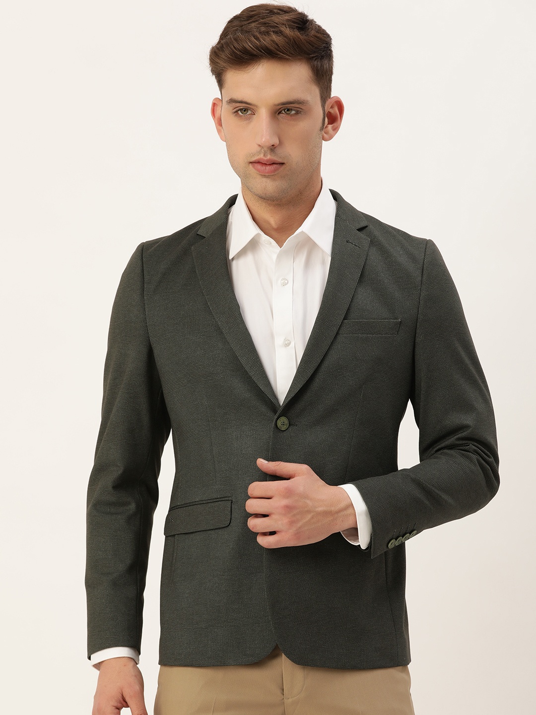 Peter England Elite Men Self Design Neo Slim Fit Single-Breasted Formal Blazer, Olive
Peter England Elite Men Self Design Neo Slim Fit Single-Breasted Formal Blazer, Olive