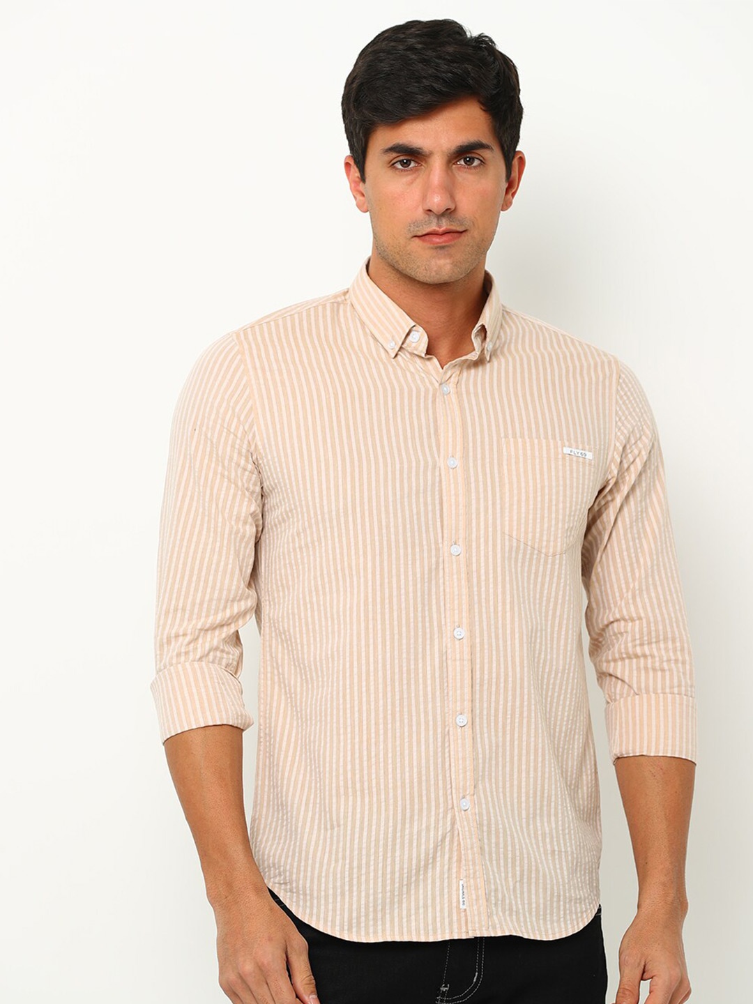 FLY 69 Premium Vertical Stripes Button-Down Collar Slim Fit Pure Cotton Casual Shirt, Cream
FLY 69 Premium Vertical Stripes Button-Down Collar Slim Fit Pure Cotton Casual Shirt, Cream