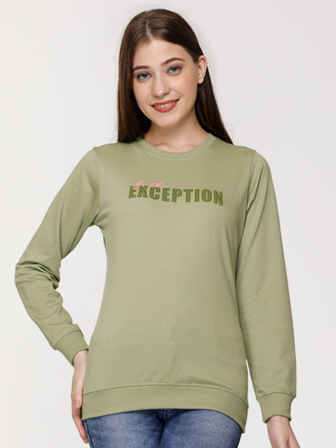 UNEMODE Typography Printed Long Sleeves Cotton Pullover Sweatshirt, Green 
UNEMODE Typography Printed Long Sleeves Cotton Pullover Sweatshirt, Green