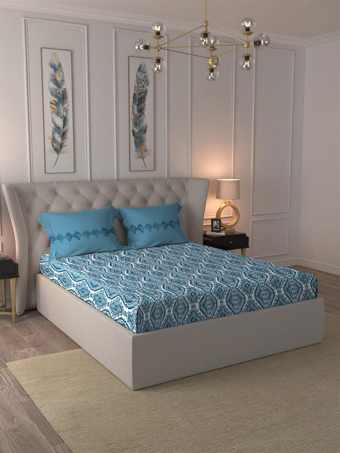 MYTRIDENT Blue White Ethnic Motifs Cotton 120 TC Queen Bedsheet With 2 Pillow Covers
MYTRIDENT Blue White Ethnic Motifs Cotton 120 TC Queen Bedsheet With 2 Pillow Covers
