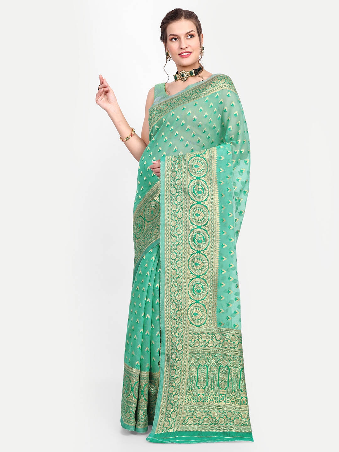 choiceit Ethnic Motifs Woven Design Woven Design Zari Pure Cotton Banarasi Saree, Green
choiceit Ethnic Motifs Woven Design Woven Design Zari Pure Cotton Banarasi Saree, Green